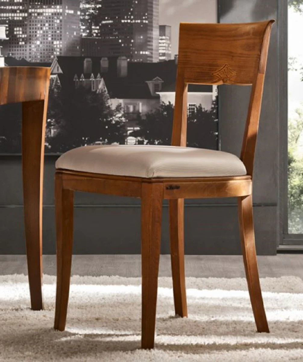 Luxury Biedermeier Dining Room Chair Set Beige / Brown - Handmade Kitchen Chairs Set of 6 - Biedermeier Dining Room Furniture - Luxury Quality - Made in Italy