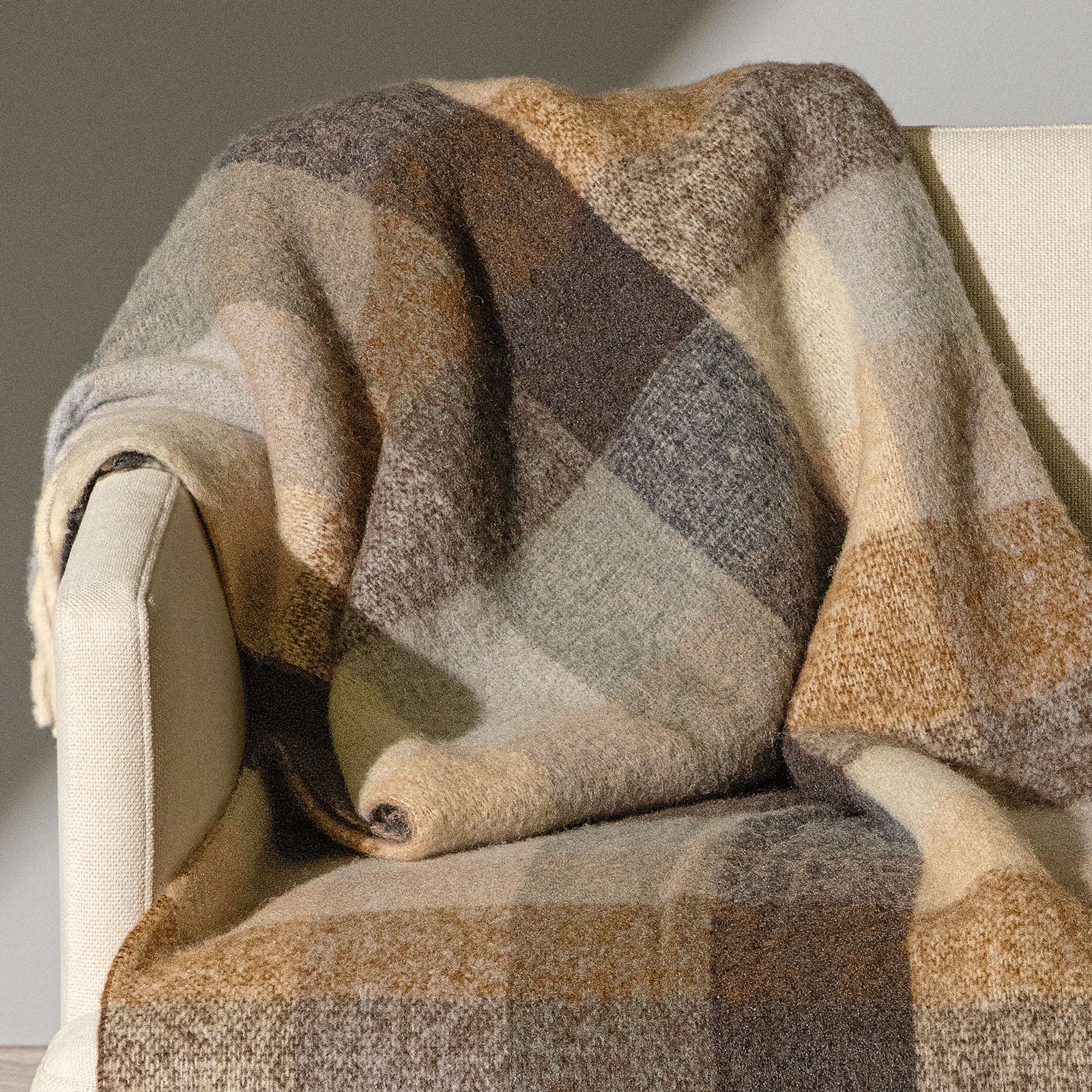 Plaid In Misto Lana Grenoble Cm. 130X170 Naturale Caleffi