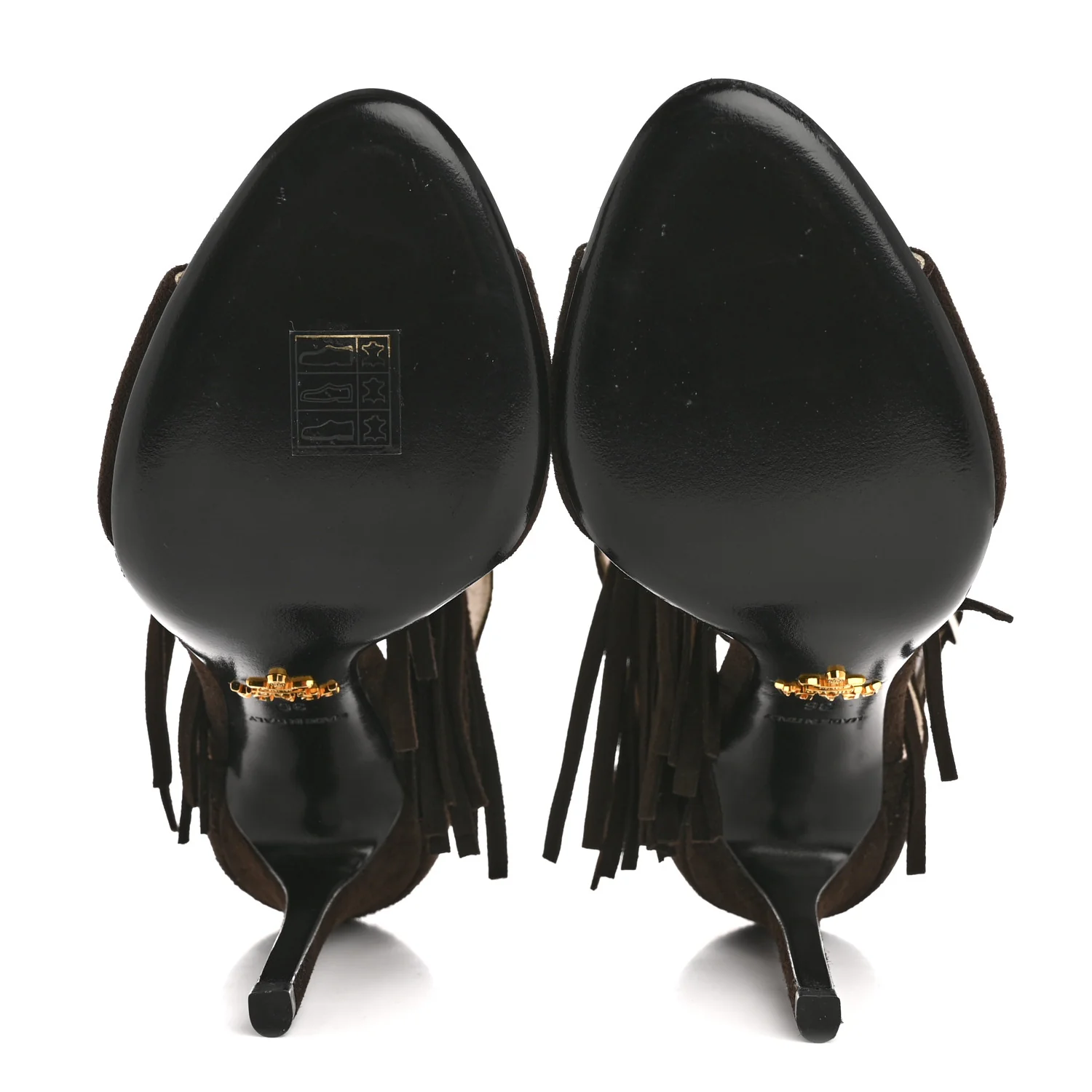 Suede Fringe Peep Toe Sandal 36 Moro - Top Club