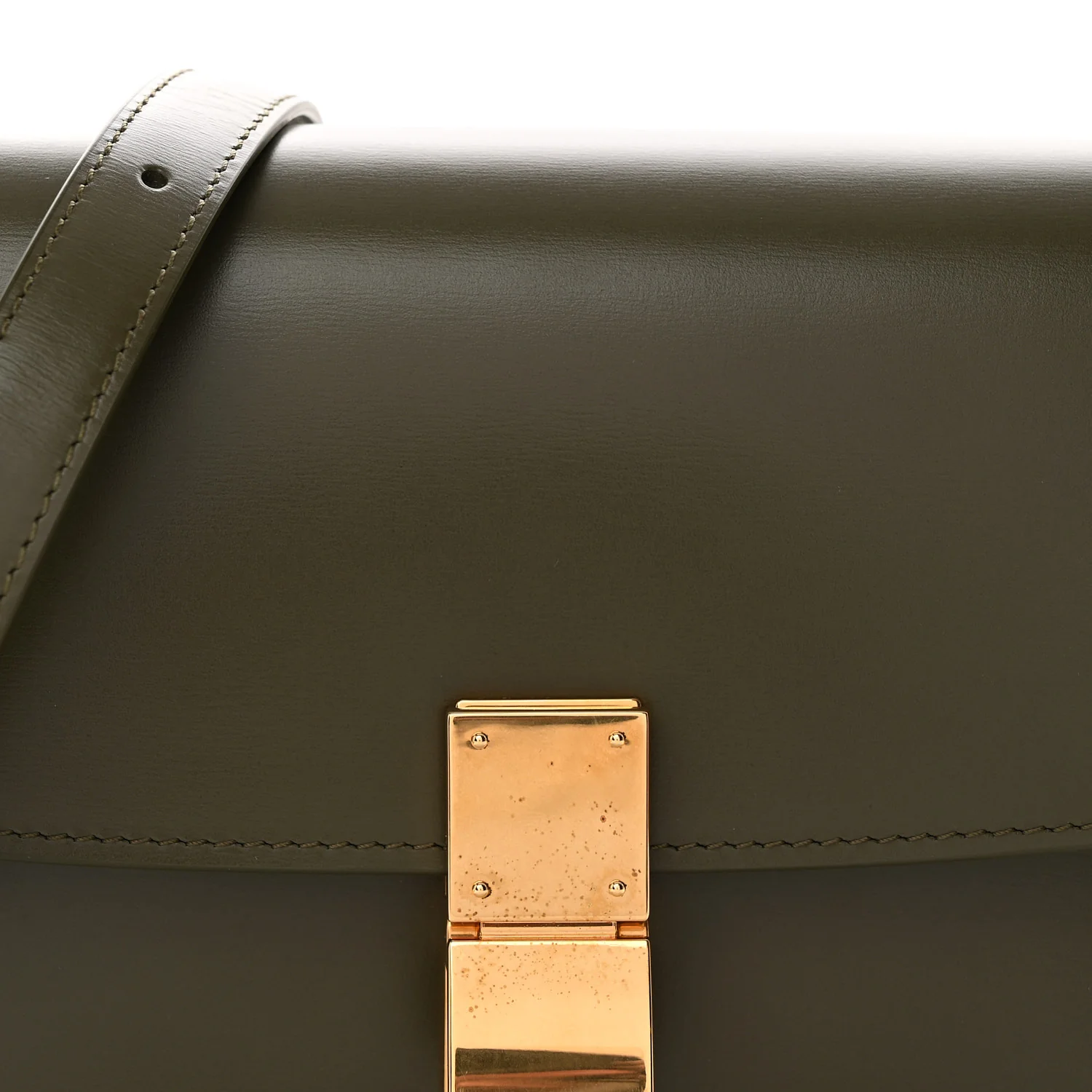 Box Calfskin Teen Classic Box Flap Bag Dark Olive - Top Club