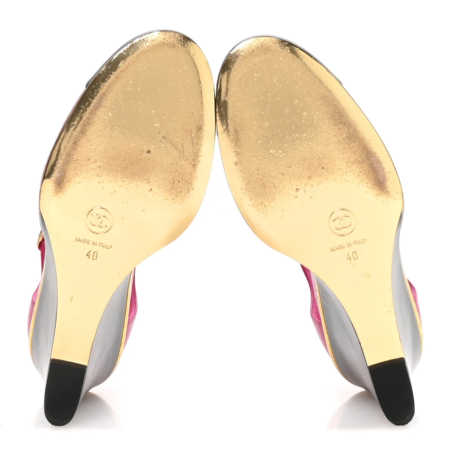 Lambskin Cap Toe Open Wedge Pumps 40 Fuchsia Black - Top Club