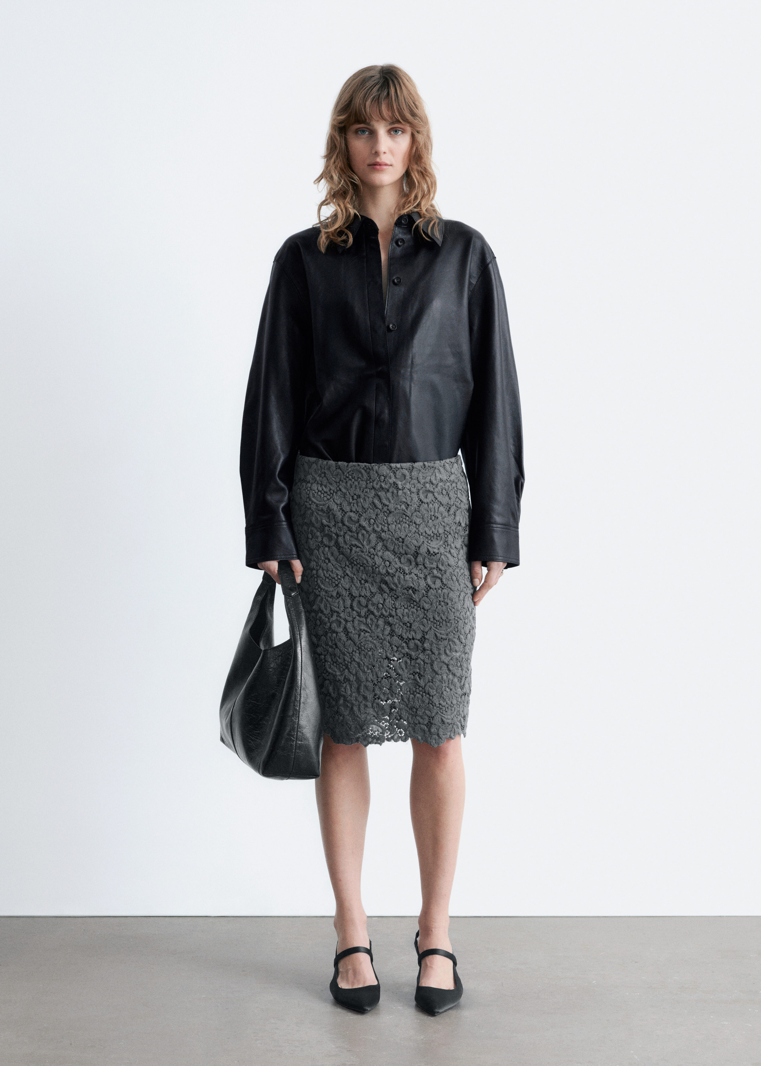 & Other Stories PENCIL LACE MIDI SKIRT