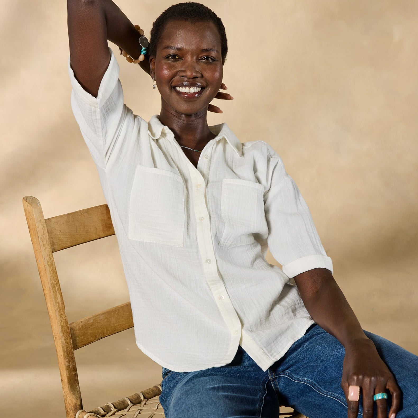 Mona Gauze Camp Shirt - Sundance Living