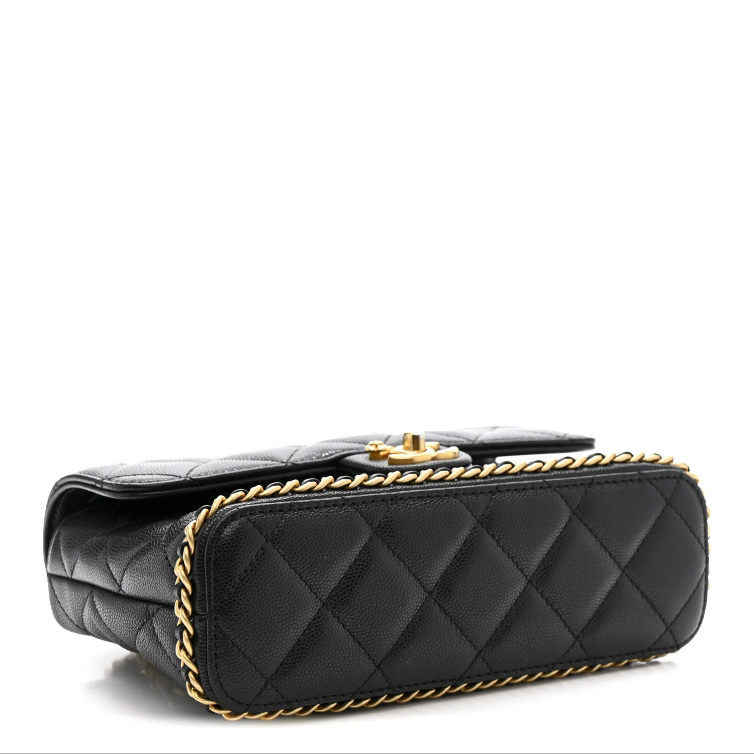 Caviar Quilted Camellia Chain Around Flap Black - Top Club