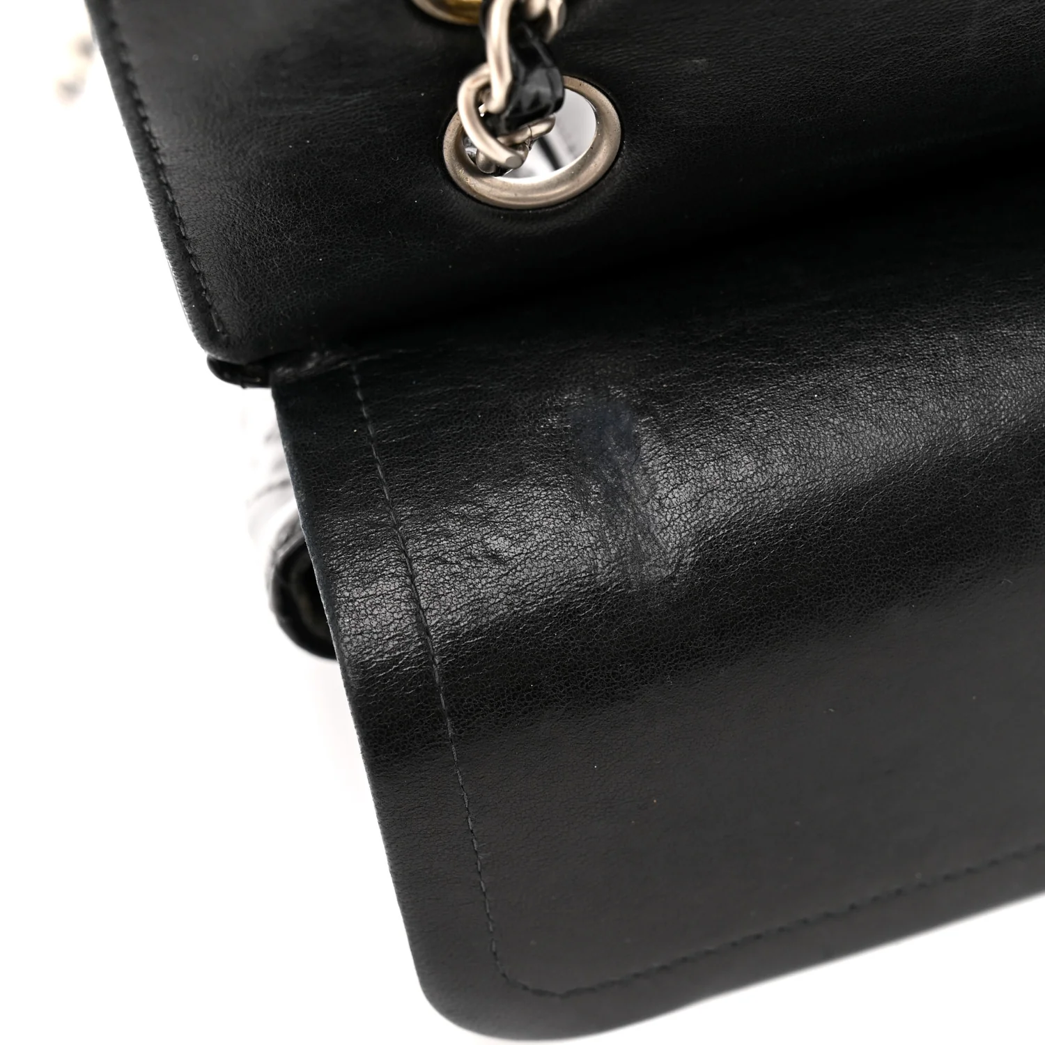 Patent Quilted Medium Double Flap Black - Top Club