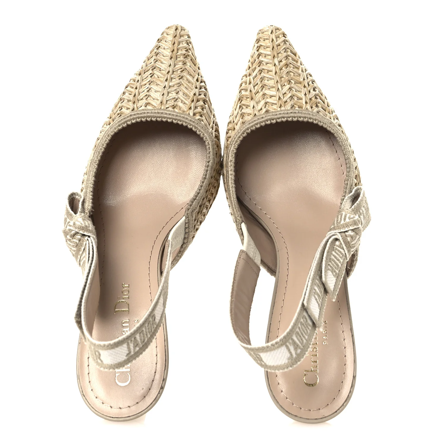 Raffia Embroidered J'Adior Slingback 65mm Pumps 36 Taupe