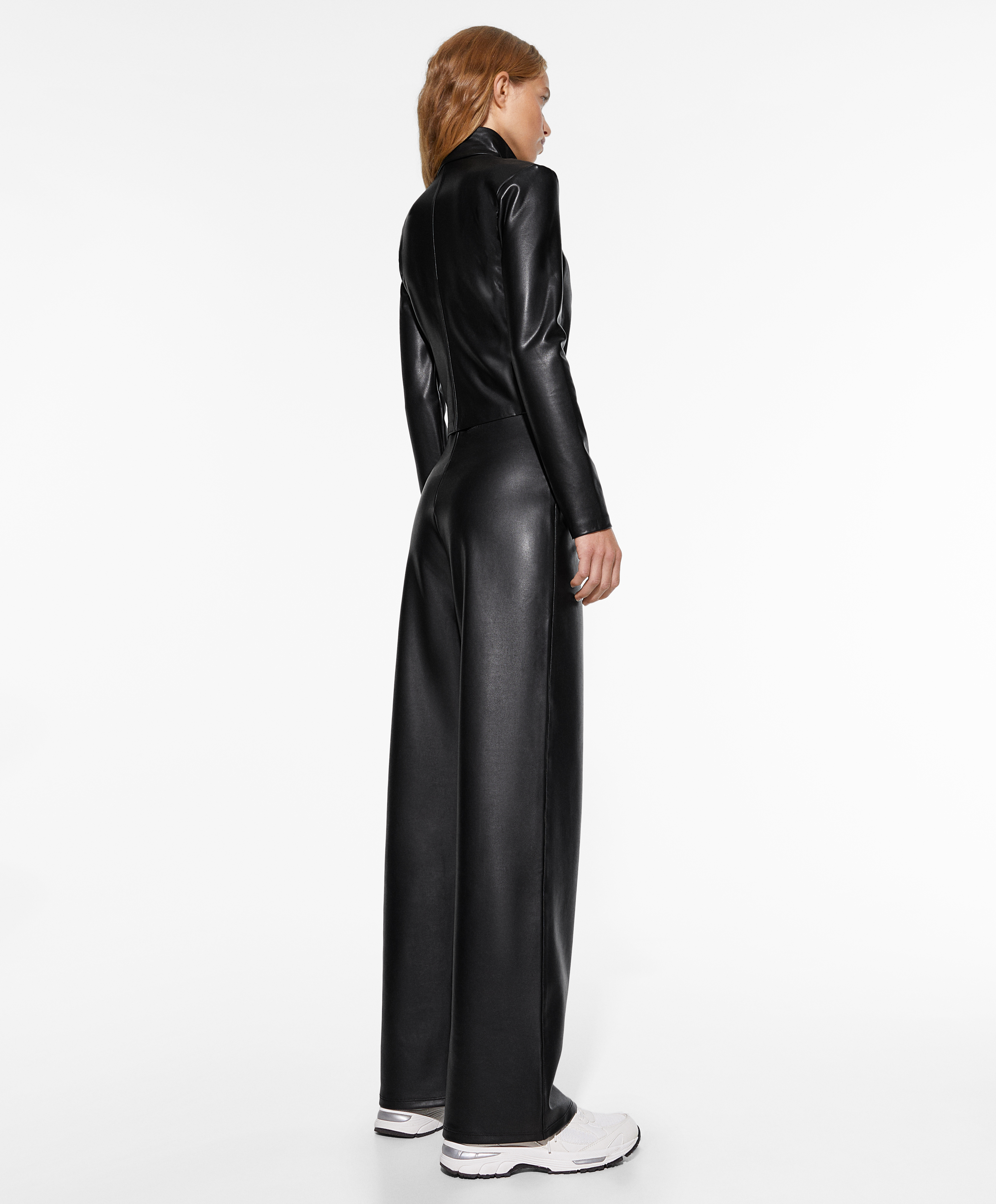 OYSHO Straight fit faux leather trousers