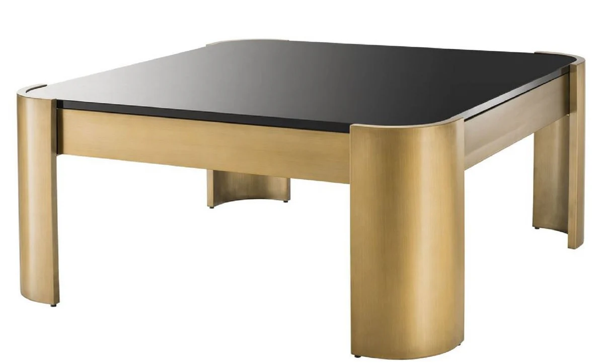 Luxury coffee table brass / black 100 x 100 x H. 46 cm - stainless steel living room table with glass top - luxury collection