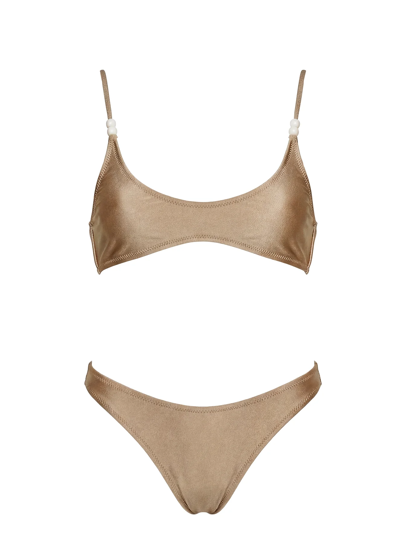 Elouana Beaded Scoop Bikini Top Gold