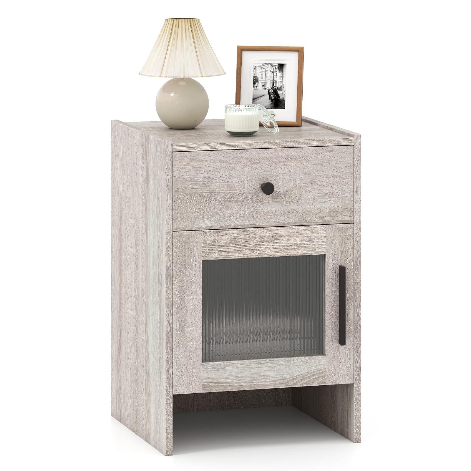 BEFOUNDLOVELY Nightstand with Drawer & Cabinet(1/2)