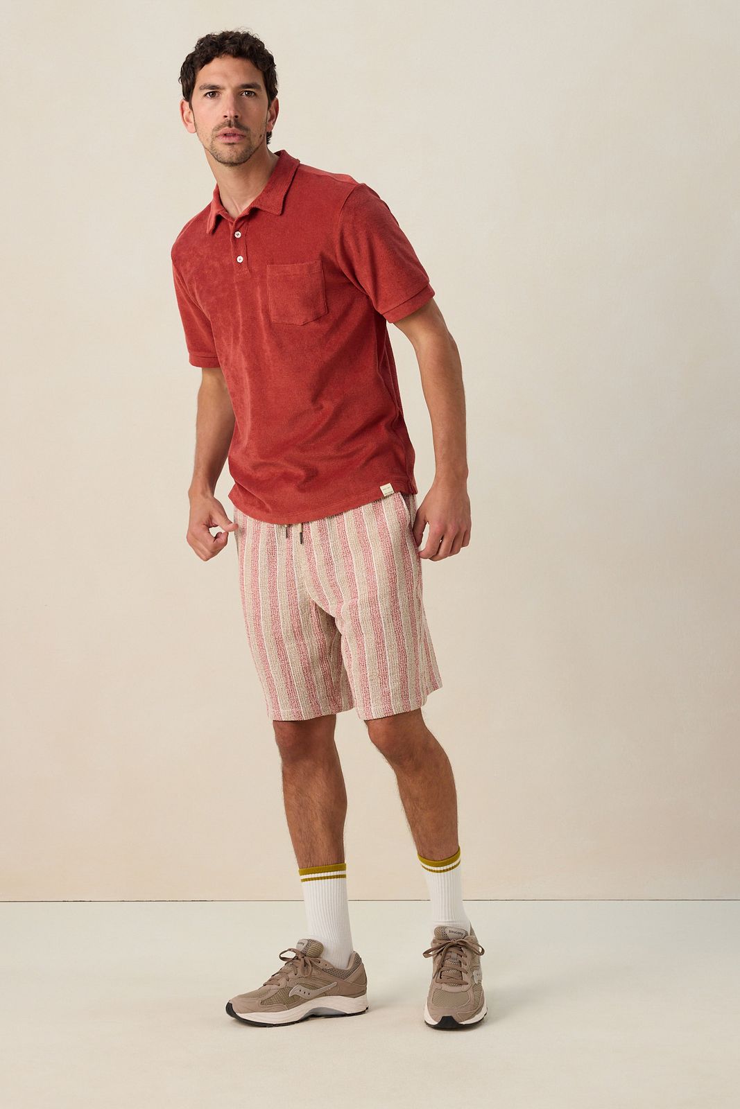 Donkerrode badstof polo