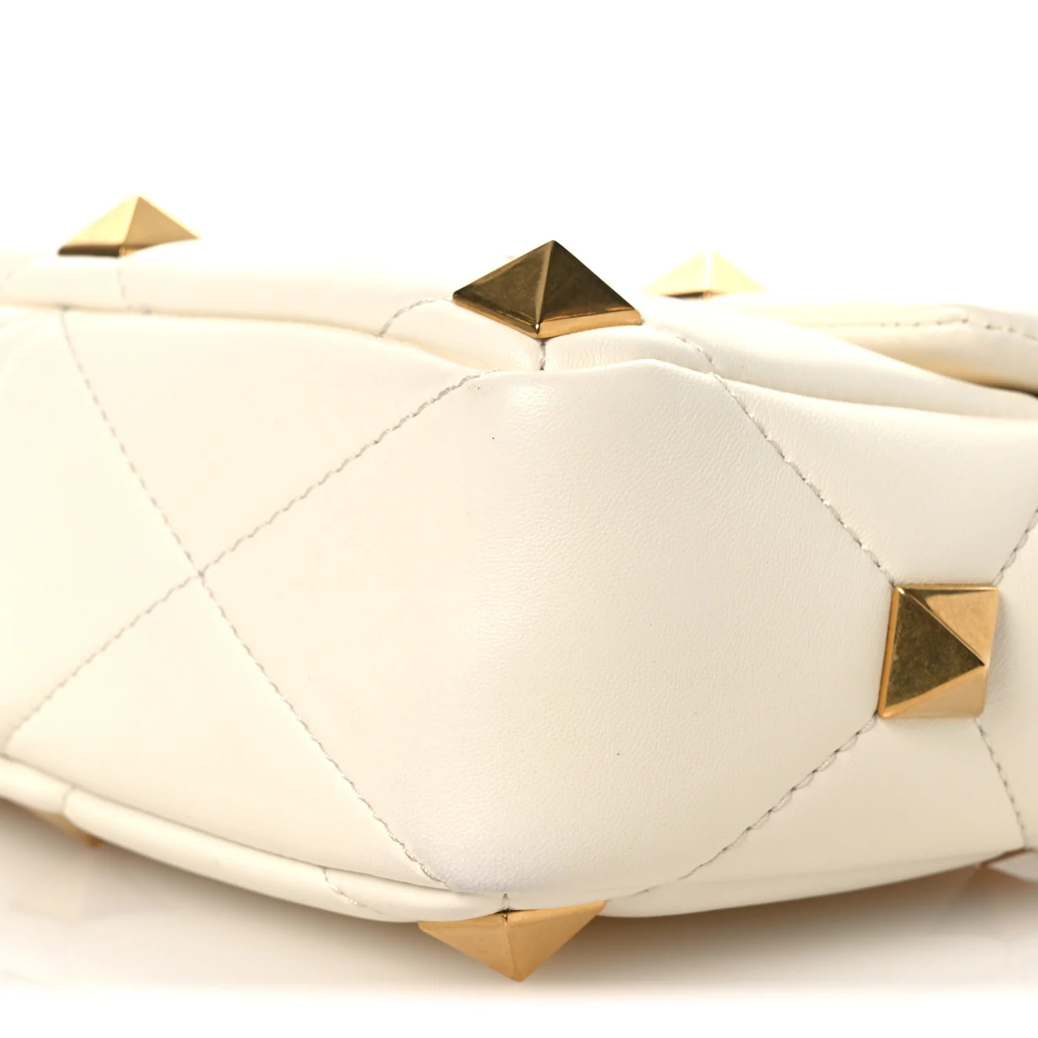 Nappa Medium Roman Stud Shoulder Bag Ivory - Top Club