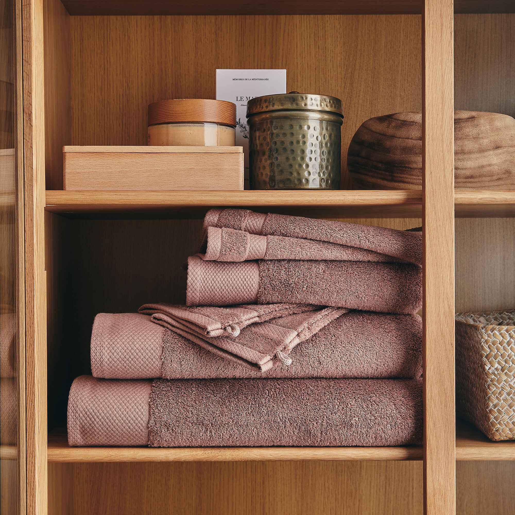 AZUR - Drap de bain en coton peigné - brun rhassoul 100x150cm