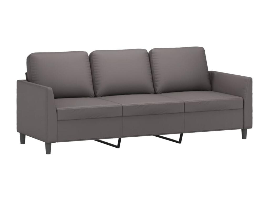 Sofá de 3 lugares 180 cm couro artificial cinza