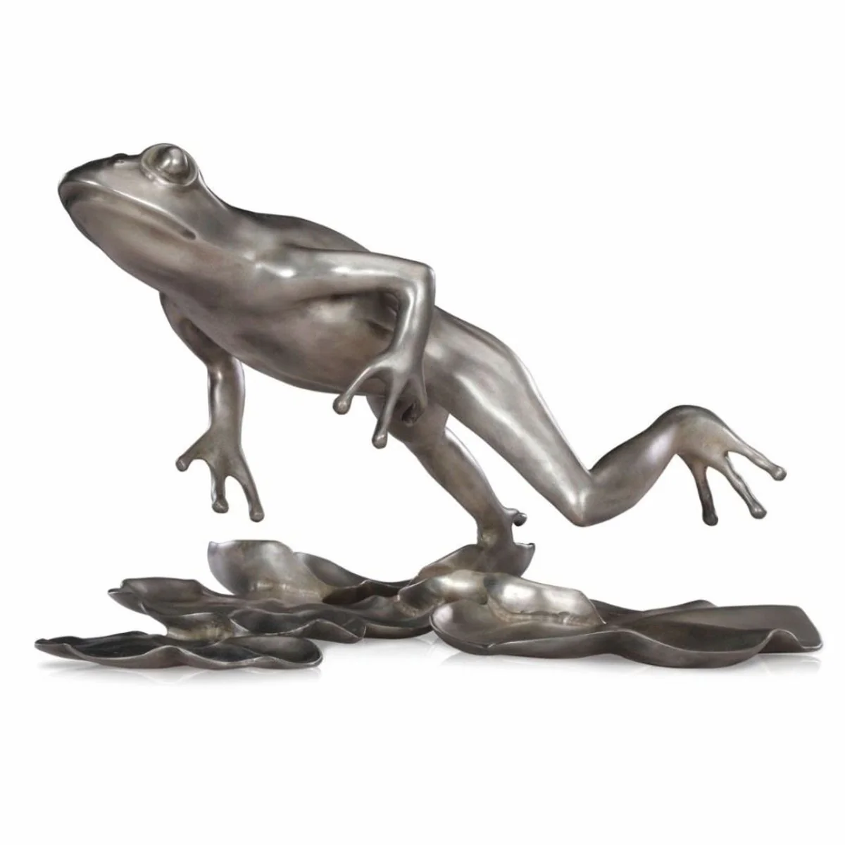 Luxury bronze figure frog silver 39 cm - decorative bronze sculpture