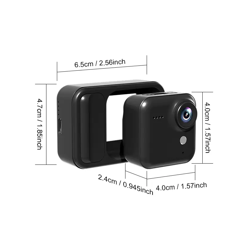 Portable Mini Action Camera with Memory Card Included, Mini Camcorder, Magnetic Neck Strap, One-Click Photo & Video Recording, Loop Recording, Time-Lapse, Bike Handlebar Mount, Hat Clip, 2 Detachable Protective Cases