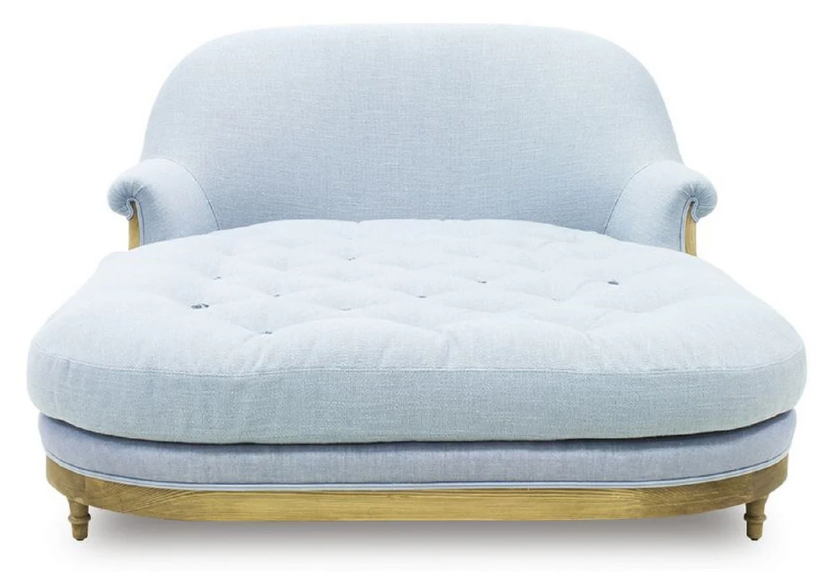 Luxury chaise longue light blue / brown 140 x 185 x H. 91 cm - Living room lounge chair - Recamiere - Living room furniture - Luxury furniture - Luxury collection
