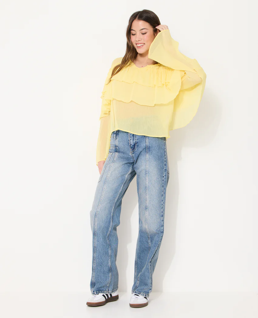 Pimkie Blouse en voile avec volants et manches flare