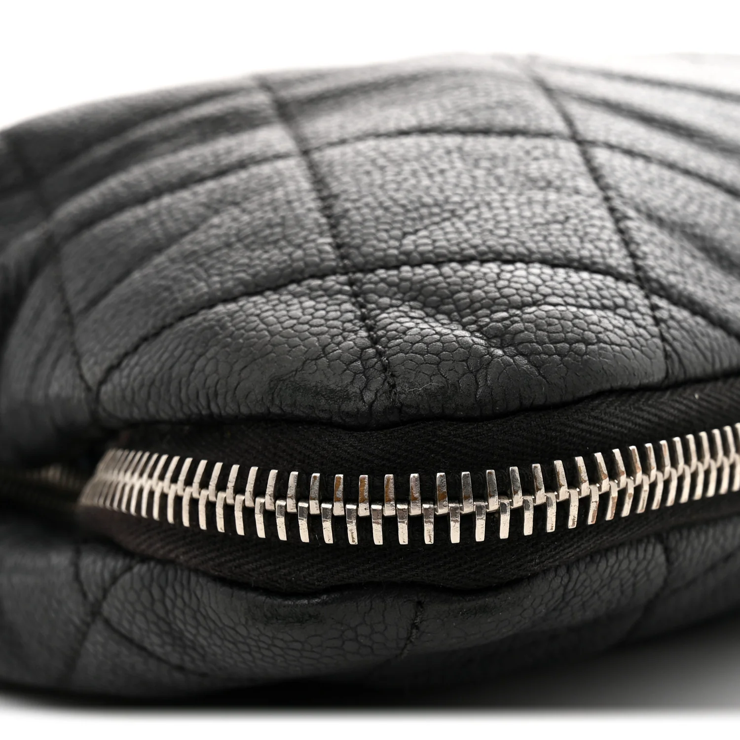 Caviar Quilted Expandable Zip Shoulder Bag Black - Top Club