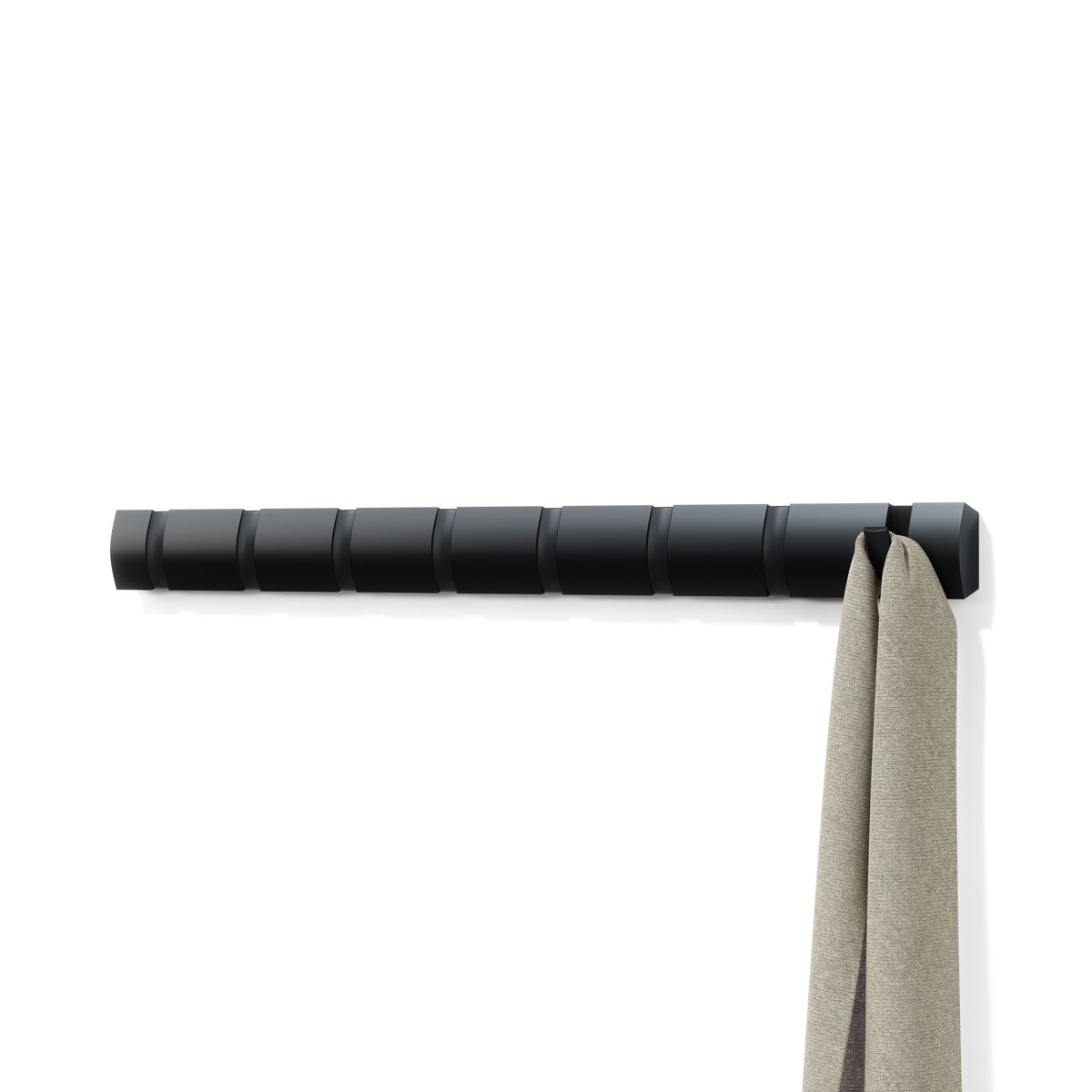 Wandkapstok Flip 8 haken zwart