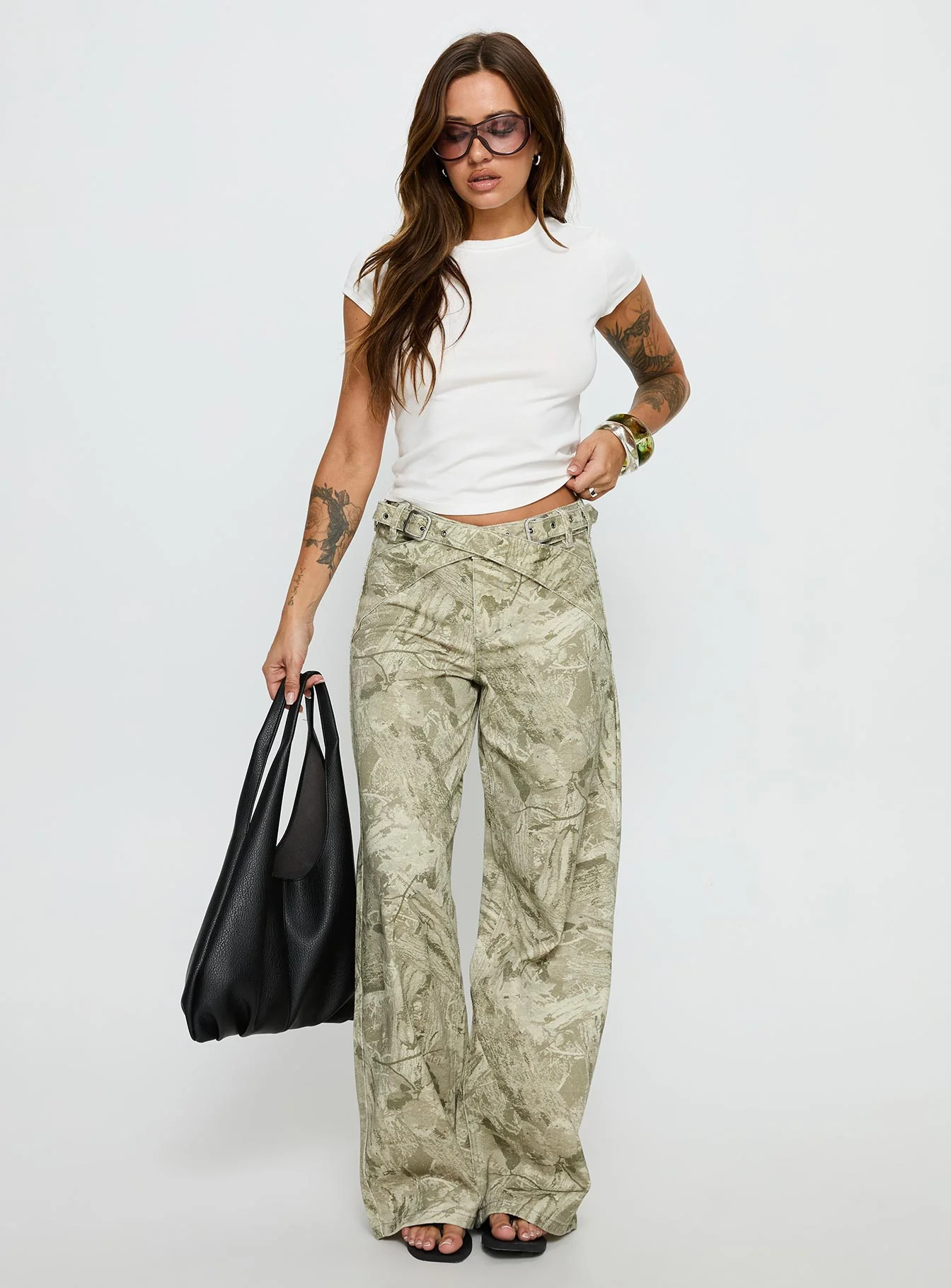 Mckinley Mid Rise Wide Leg Jeans Camouflage