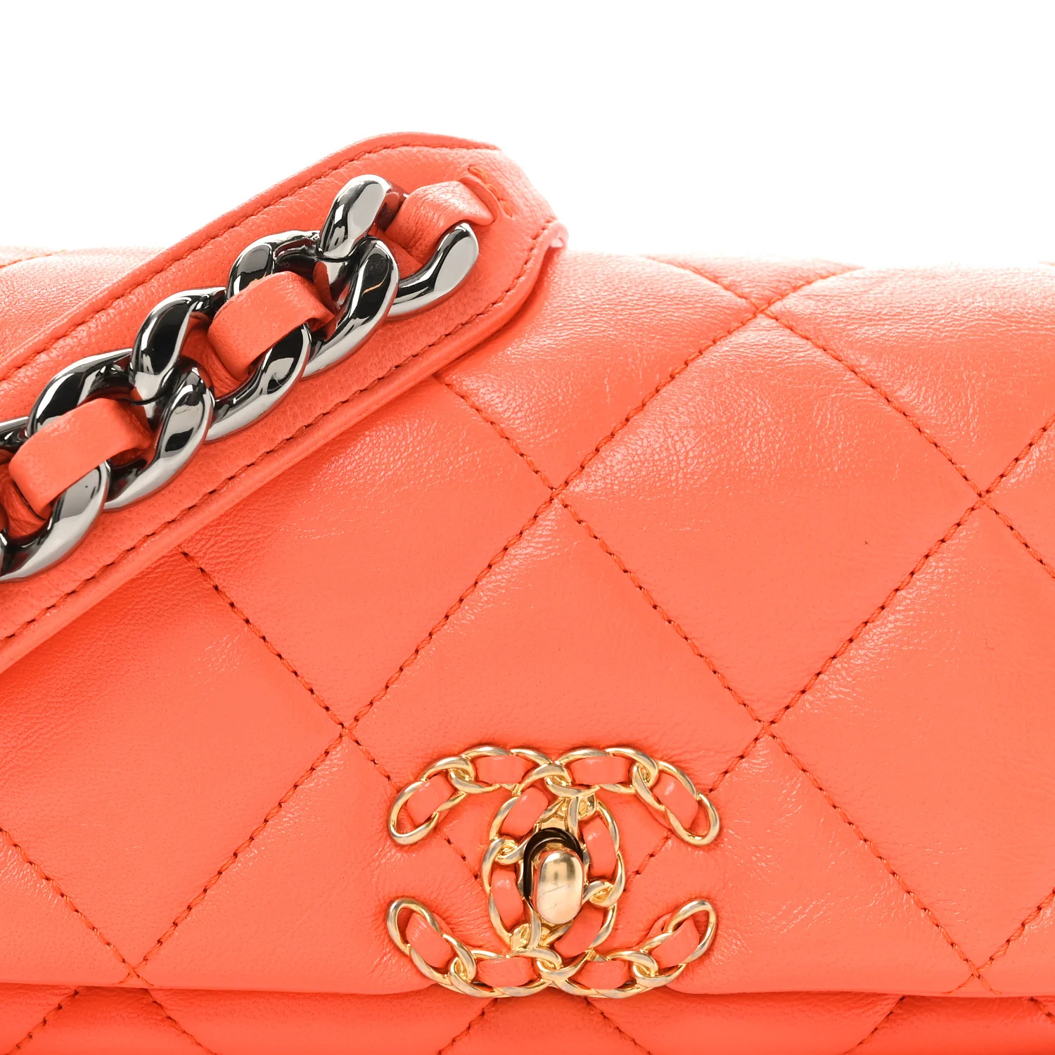 Goatskin Quilted Chanel 19 Waist Bag Orange - Top Club
