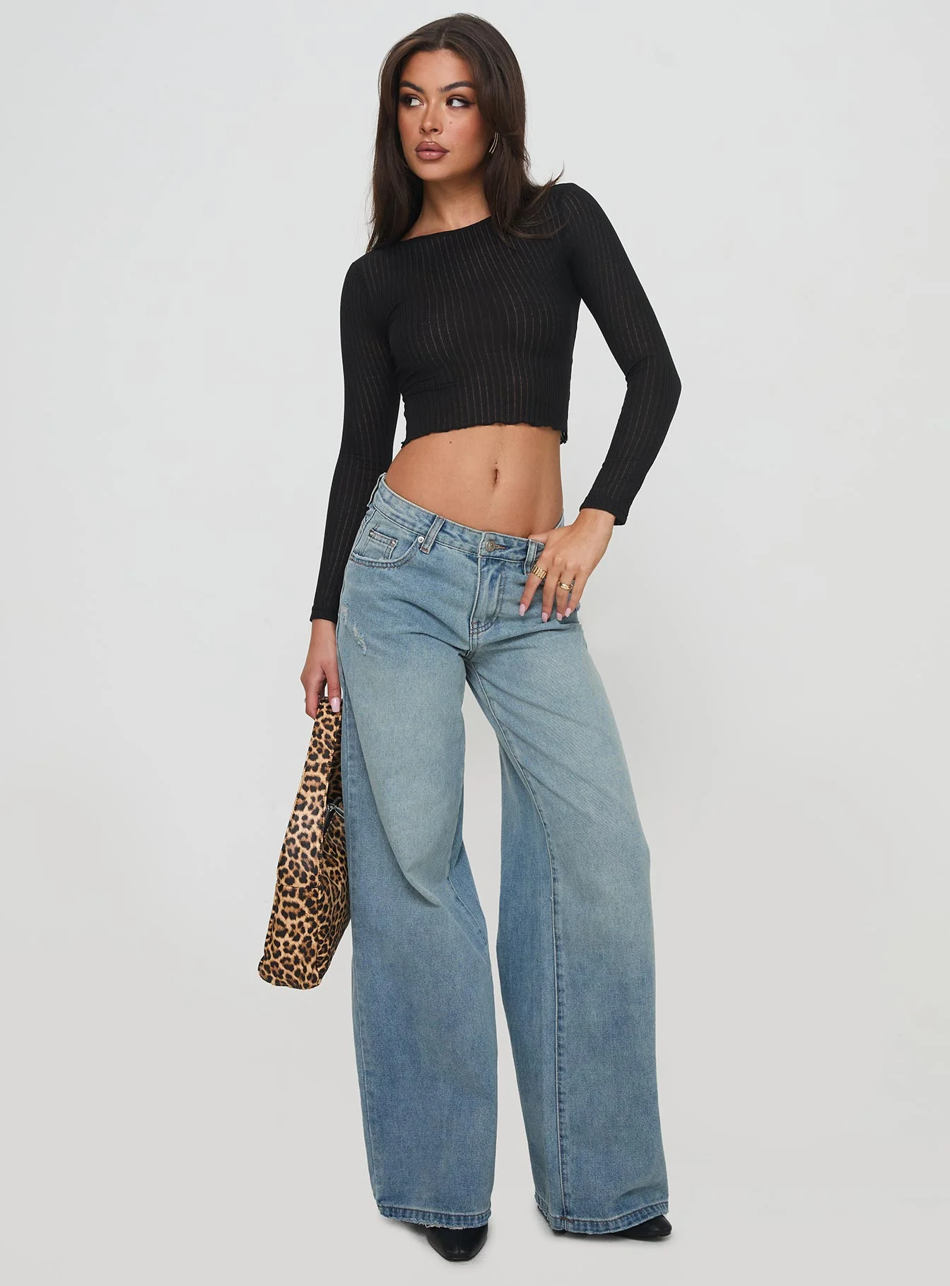 Demie Mid Rise Wide Leg Jeans Light Blue Wash
