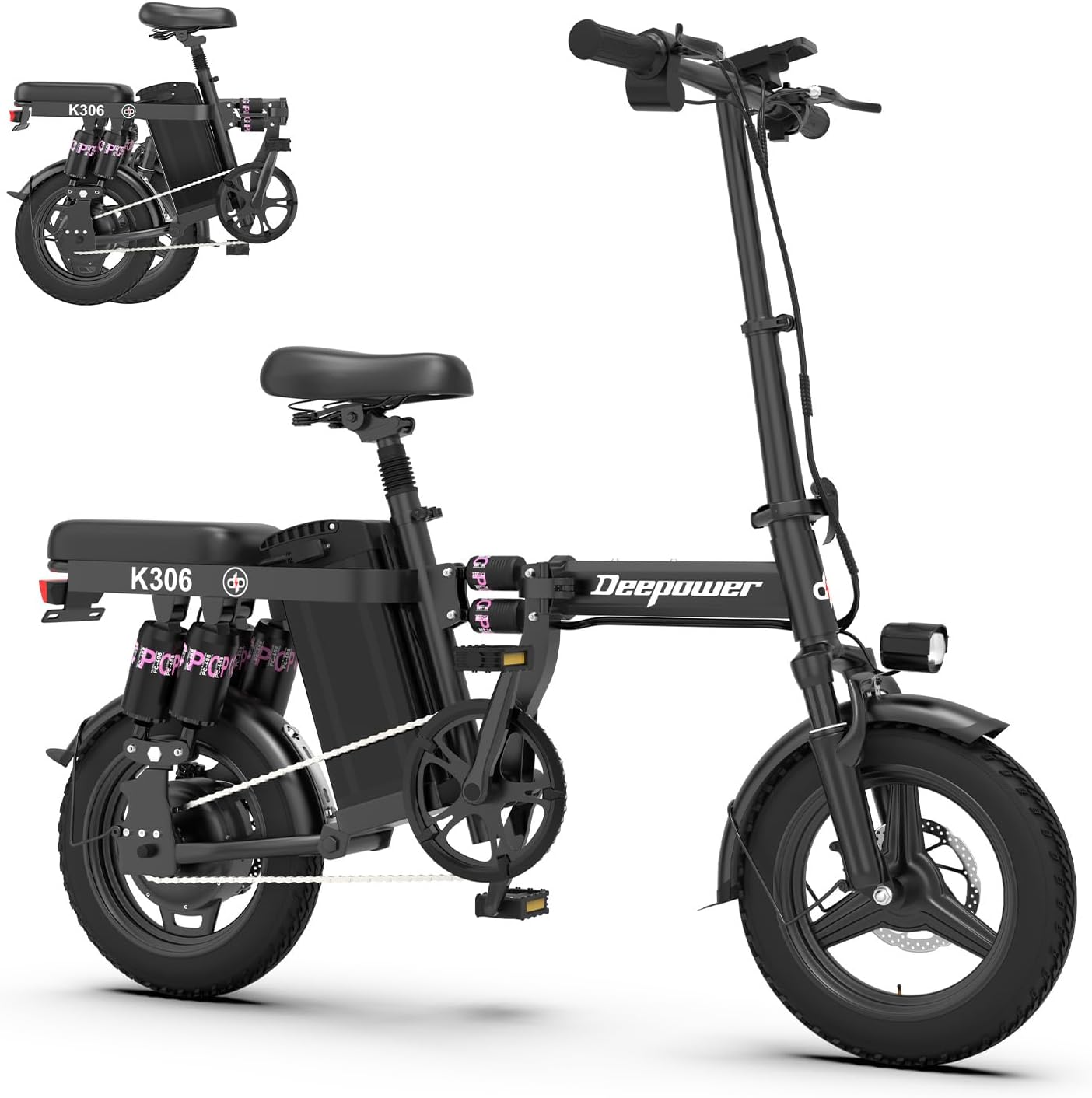 DEEPOWER Bici Elettrica Pieghevole, 14