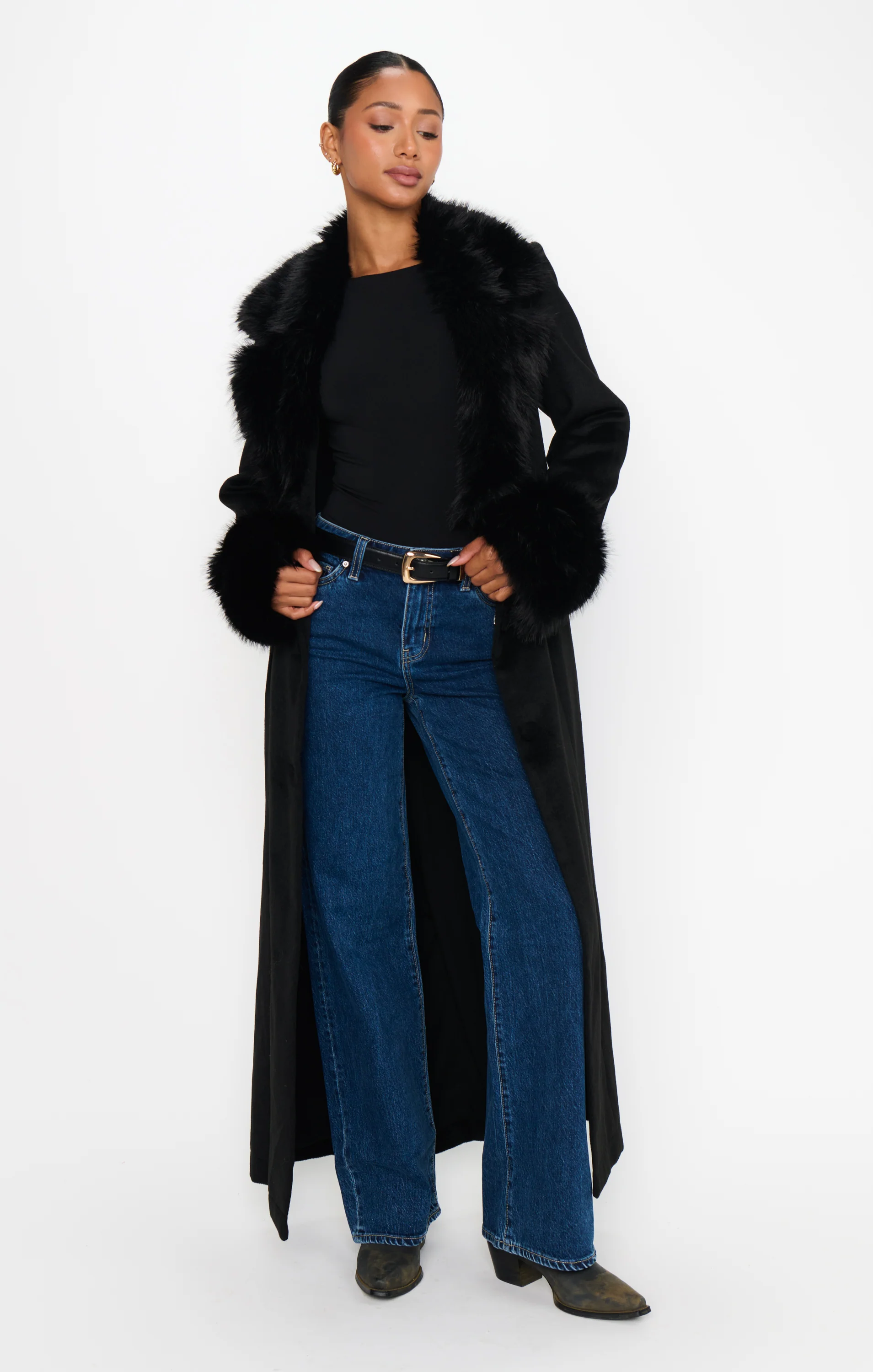 Checkroom Coat ~ Black with Faux Fur