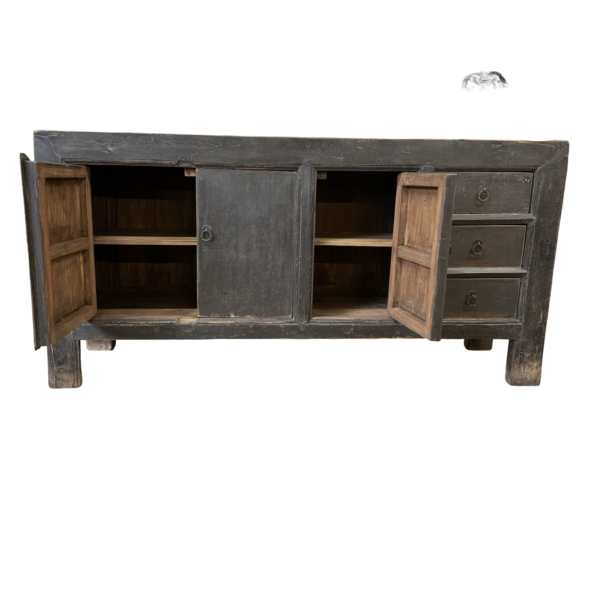 Dressoir 3deur 3la zwart/finish uniek