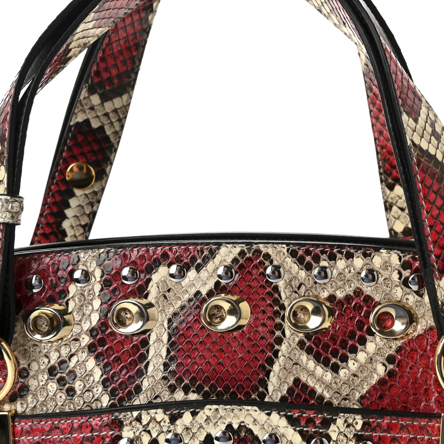 Snakeskin Large Arli Top Handle Bag Pink Beige - Top Club
