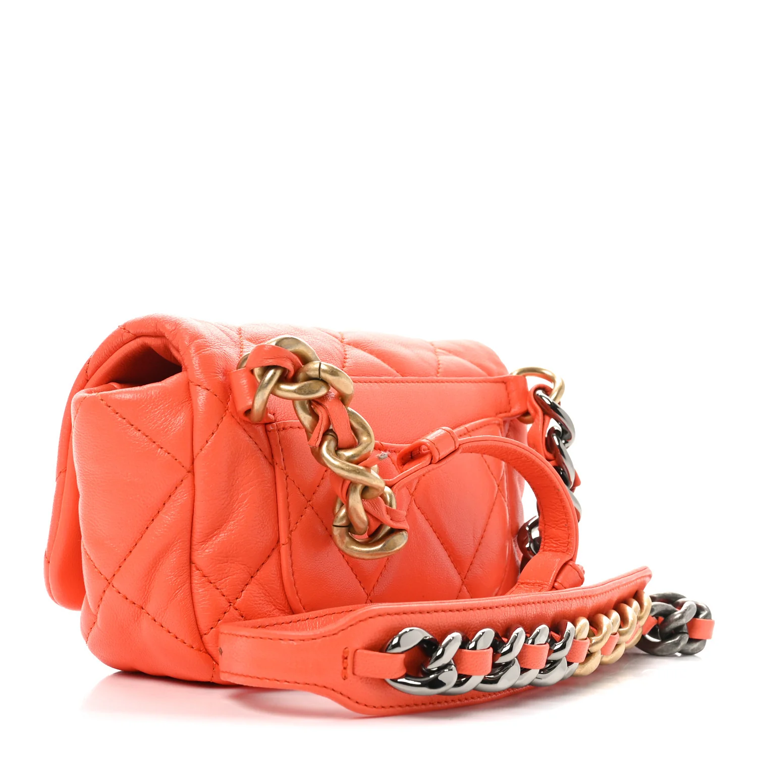 Goatskin Quilted Chanel 19 Waist Bag Orange - Top Club