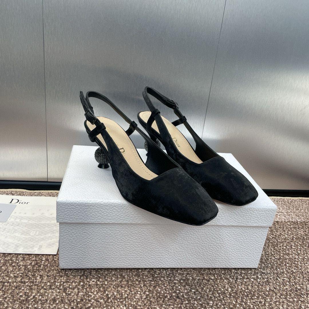 Dior Diamond Heeled Square Toe Heel (Replica) - Sneaker Replica Workshop