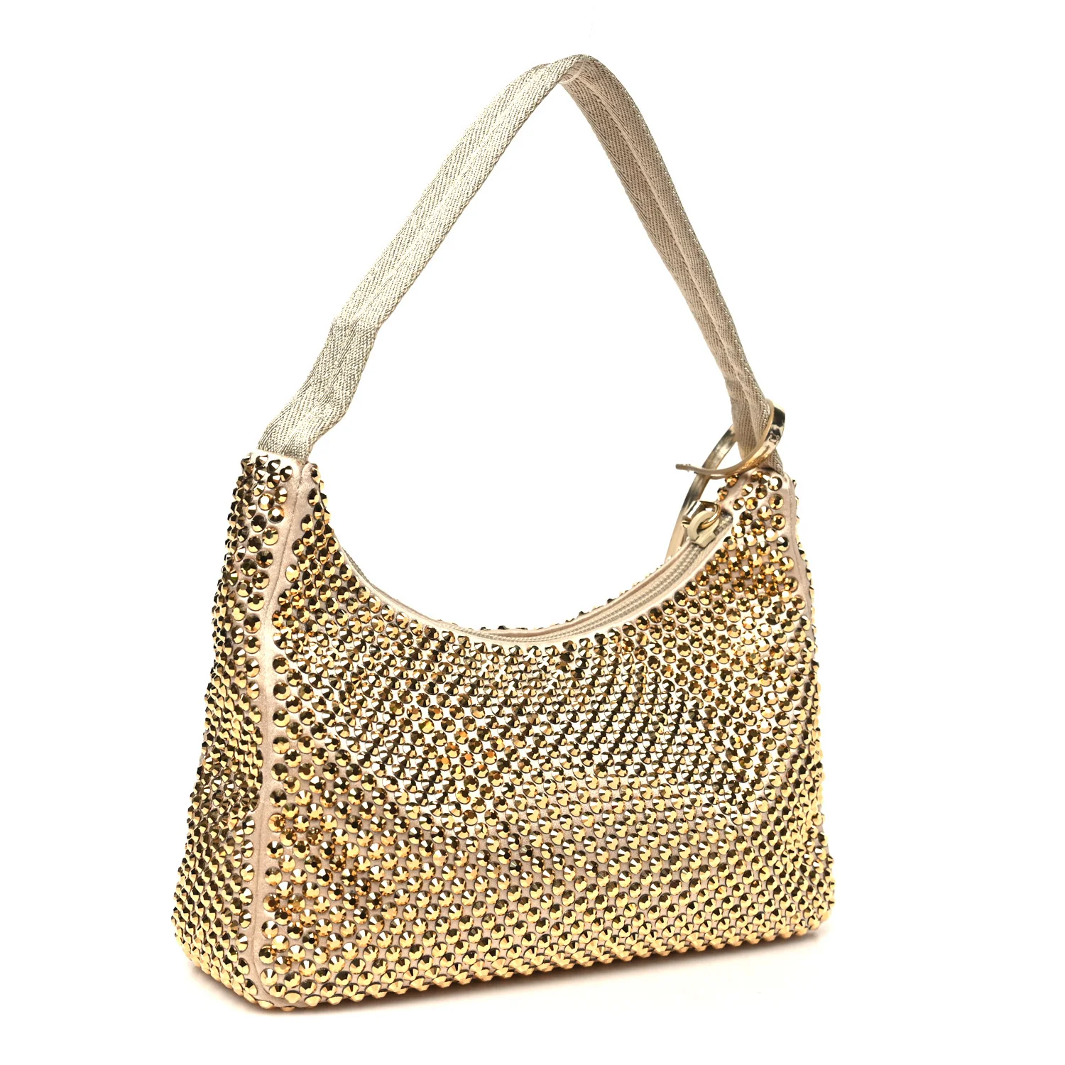 Satin Crystal Mini Re-Edition 2000 Bag Platino - Top Club