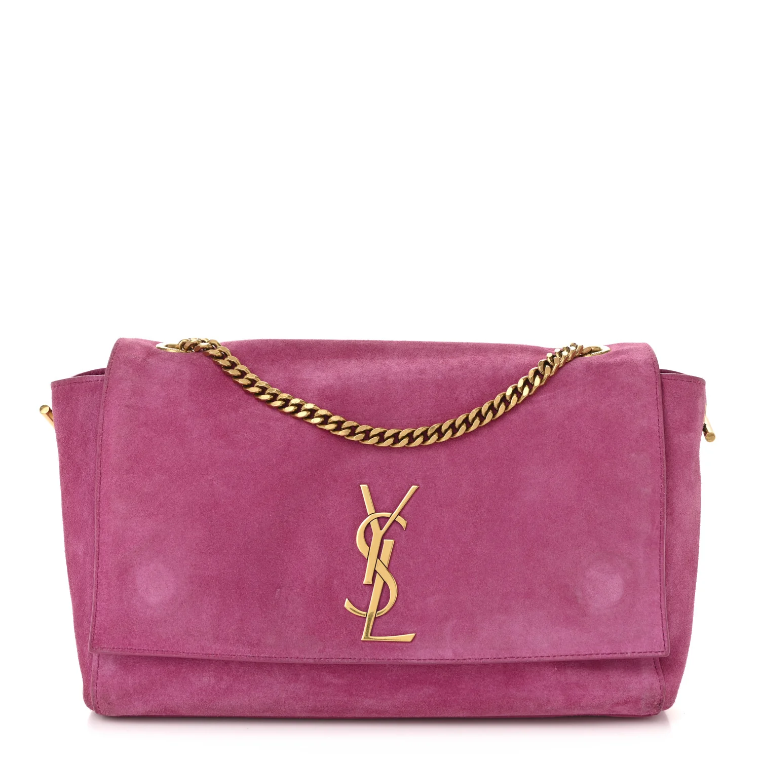 Smooth Calfskin Suede Medium Reversible Monogram Kate Satchel Rose Rubis - Top Club