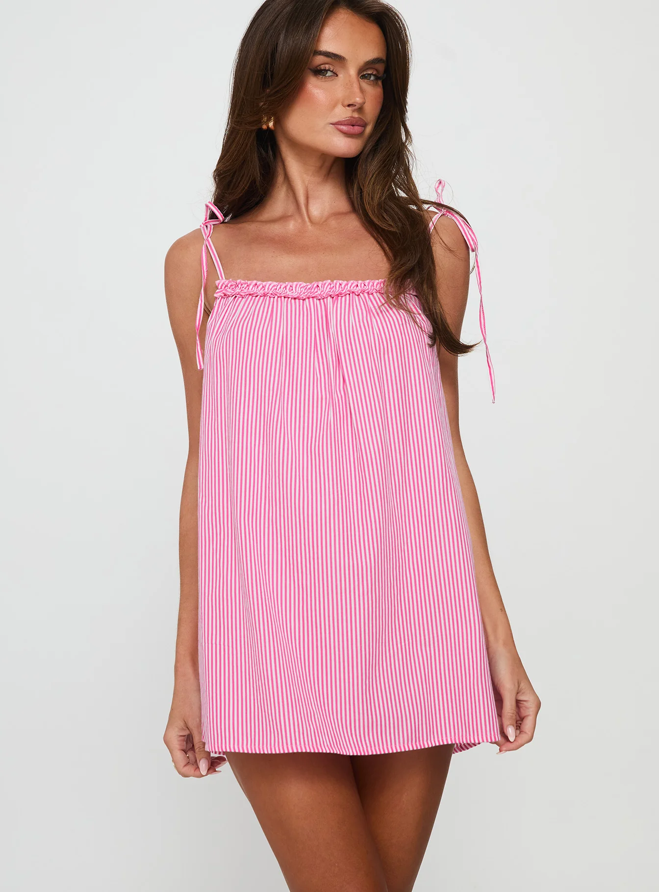 Little Wonders Frill Smock Mini Dress Pink Stripe
