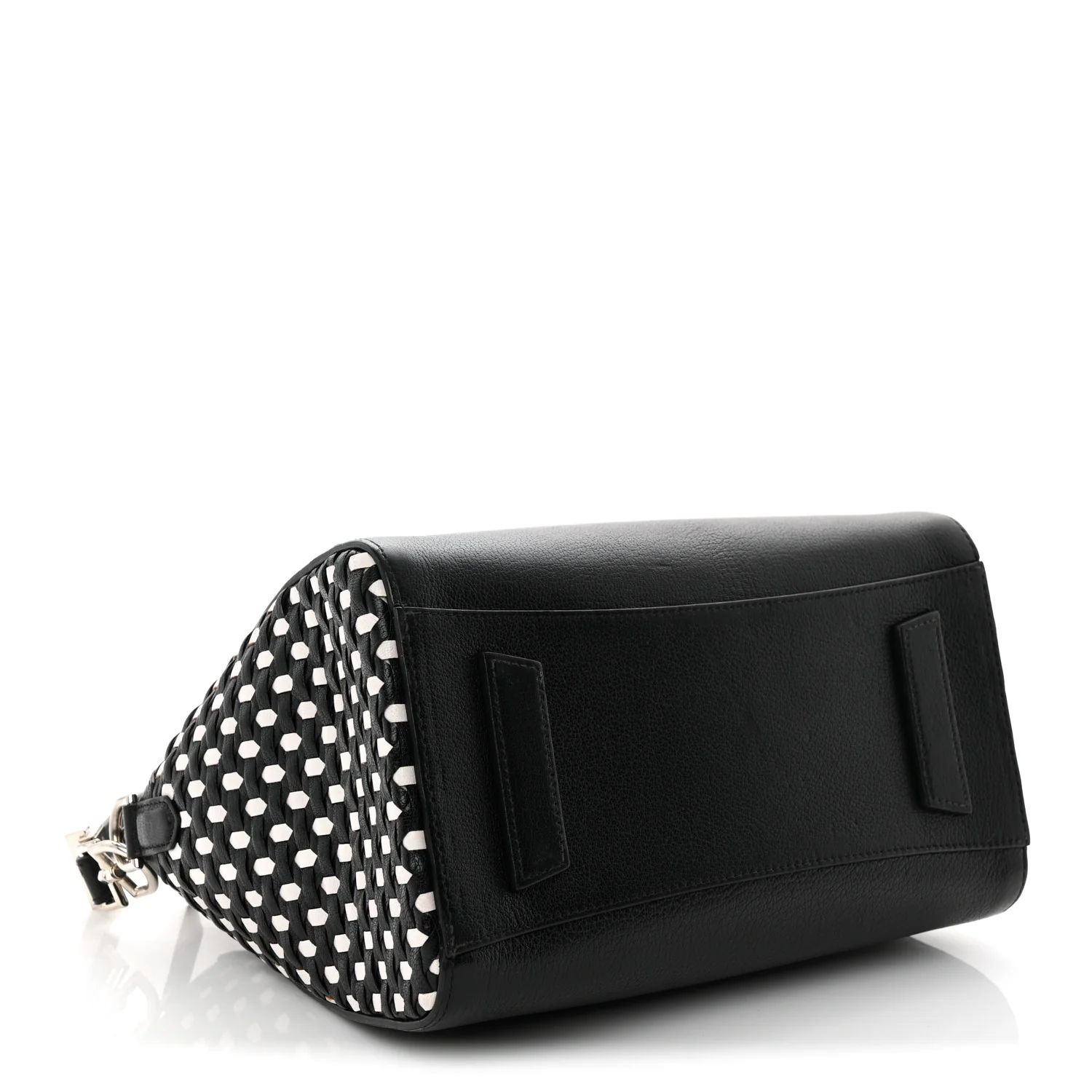 Sugar Goatskin Woven Small Antigona Black White - Top Club