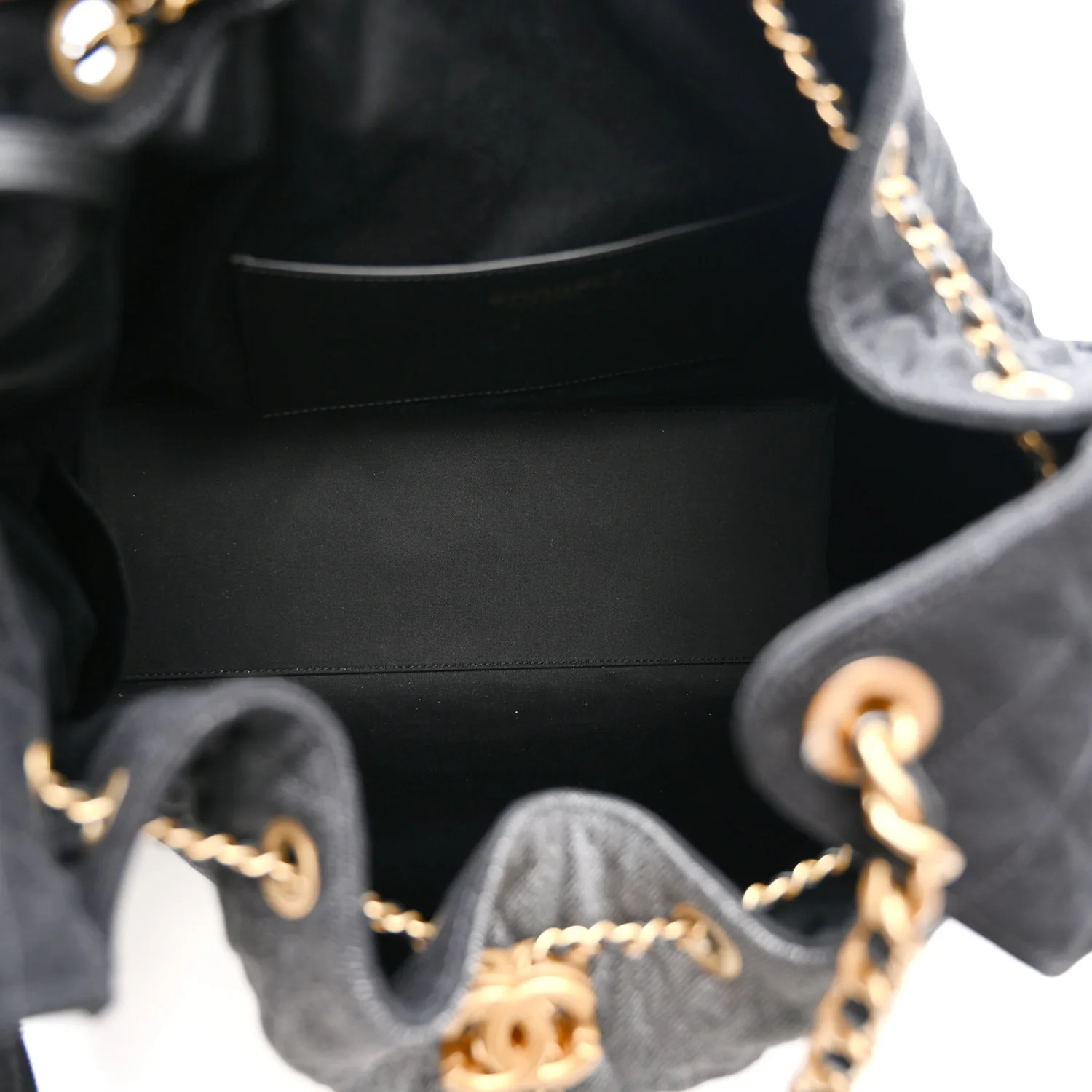 Washed Denim Quilted Large Chanel 25 Handbag Black - Top Club