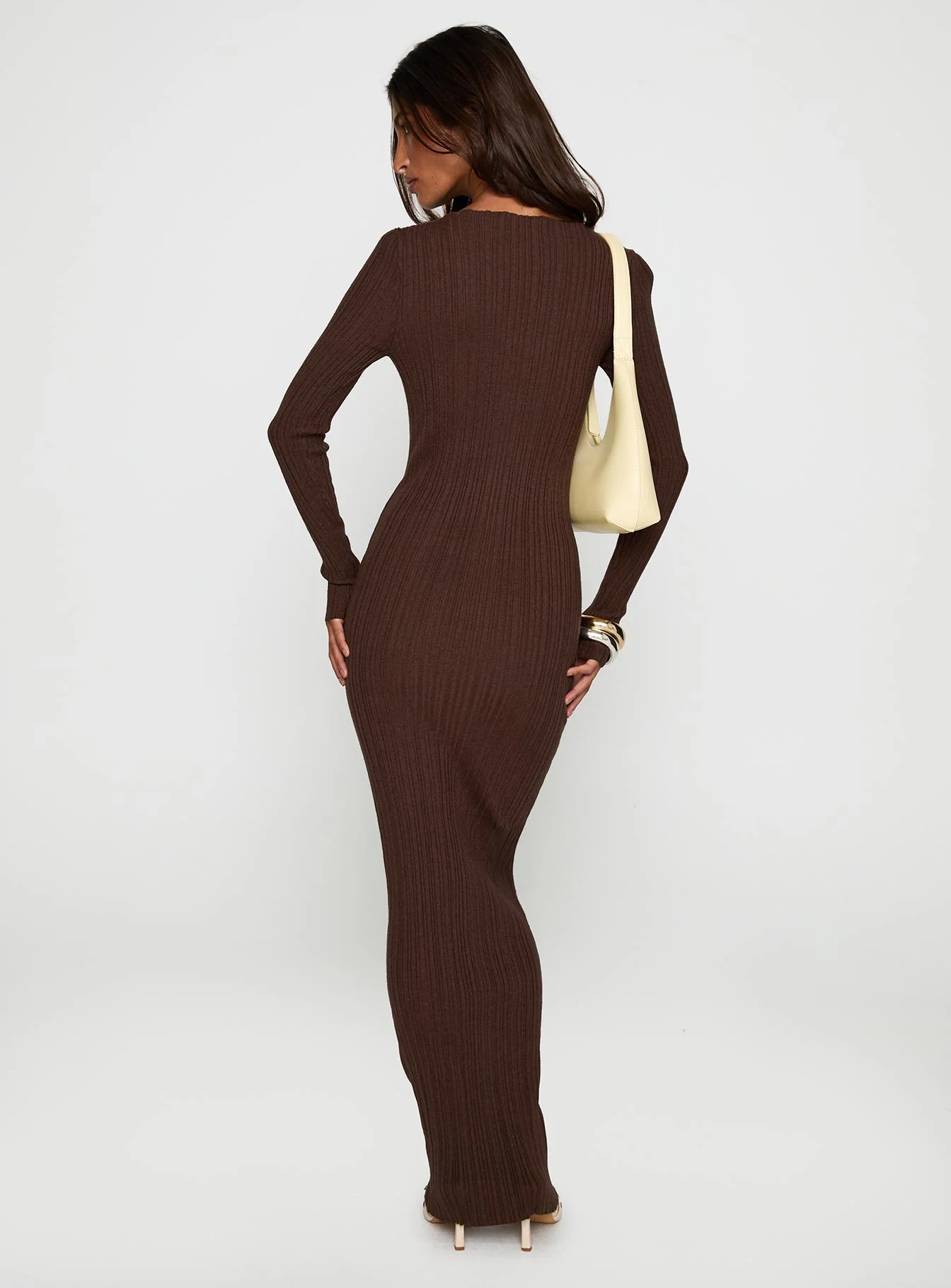 Gyselle Long Sleeve Maxi Dress Brown