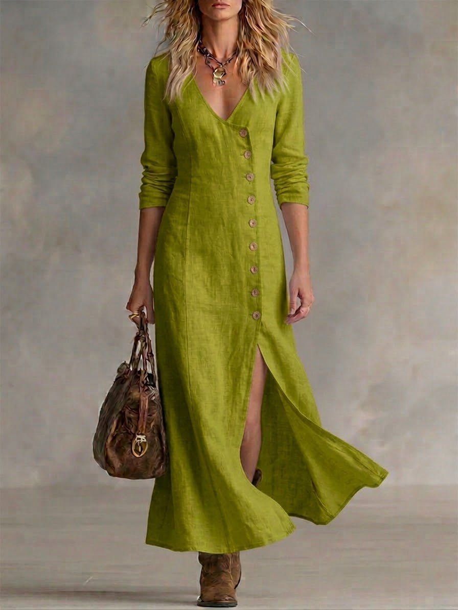 Casual Linen Cotton Button Dress - Nordfashionstorm - Women's Clothing, Fashion for You - Nordfashionstorm.com