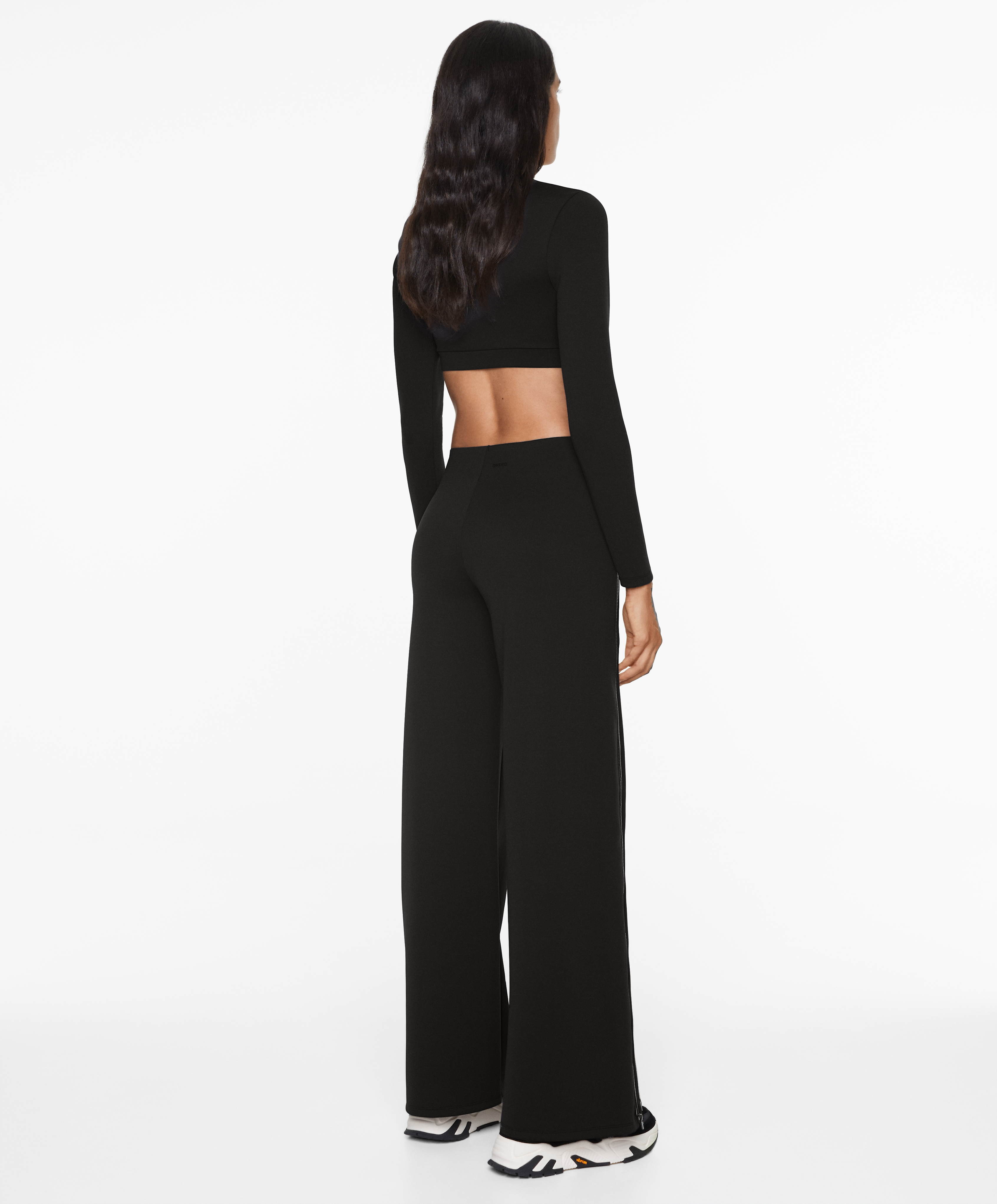 OYSHO Neoprene effect zip long-sleeved crop T-shirt