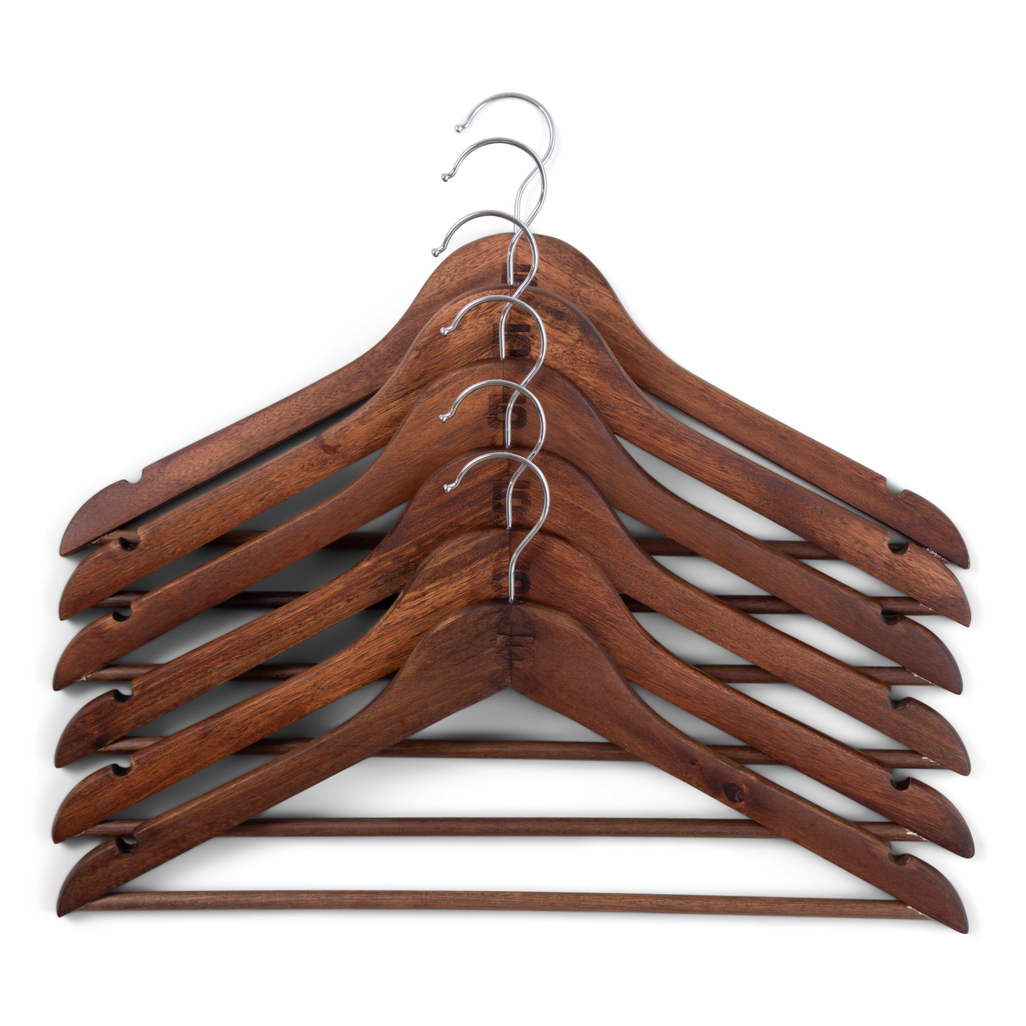Kledinghangers hout walnut - set van 6