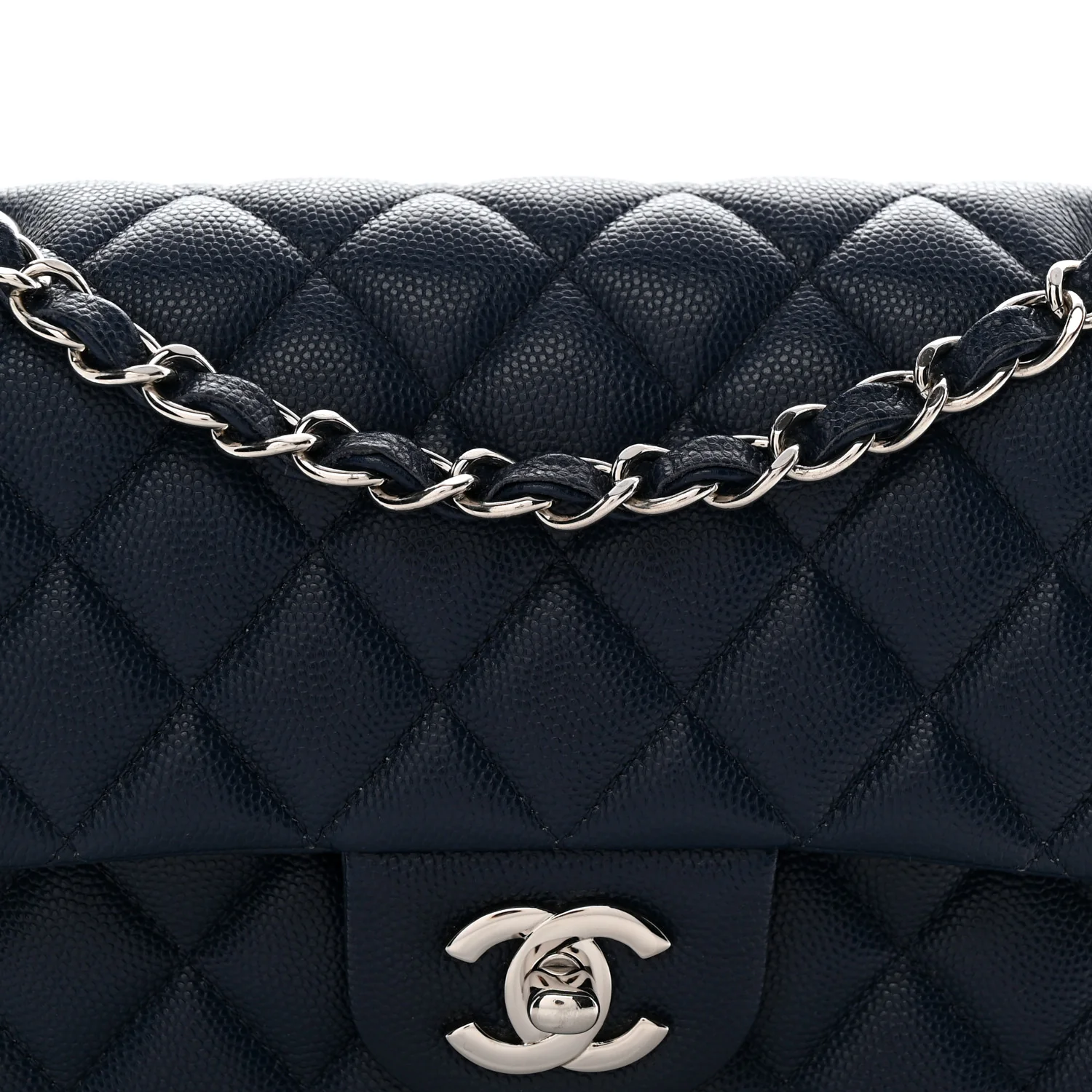 Caviar Quilted Small Double Flap Blue - Top Club
