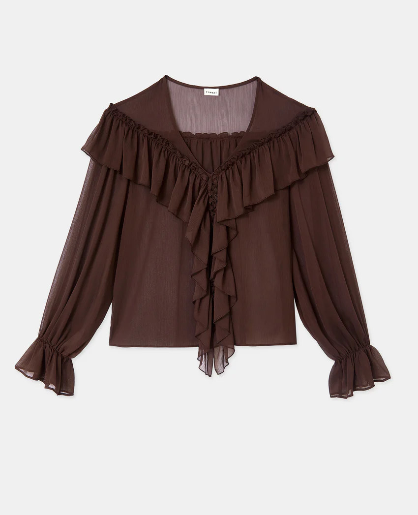 Pimkie Blouse en voile avec manches ballons et volants