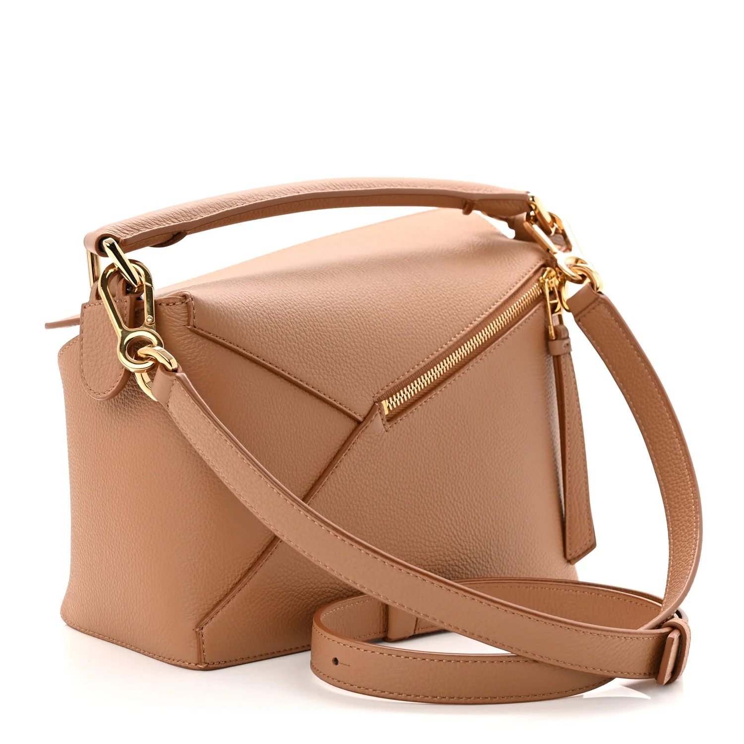 Grained Calfskin Small Puzzle Edge Bag Toffee - Top Club