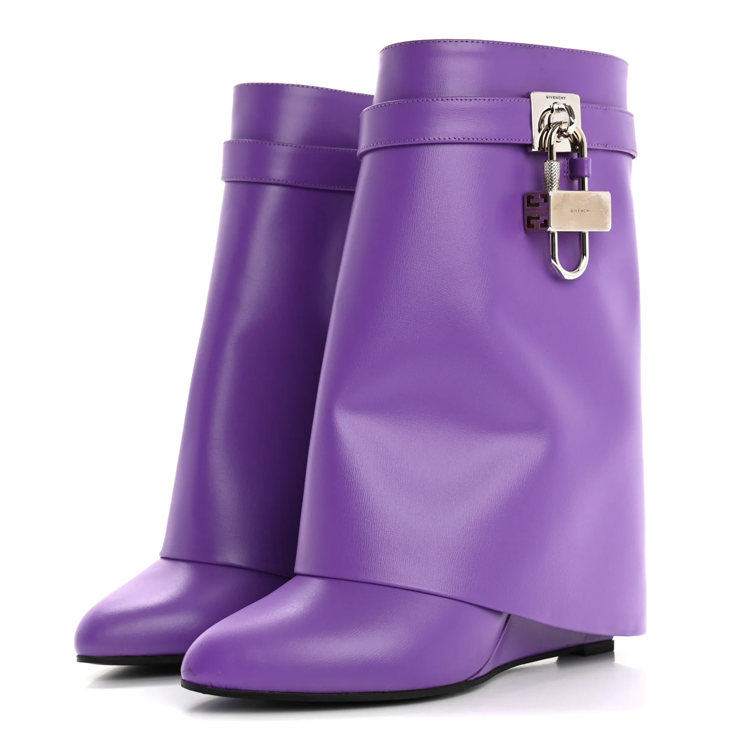 Calfskin Shark Lock Ankle Boots 39 Ultraviolet - Top Club