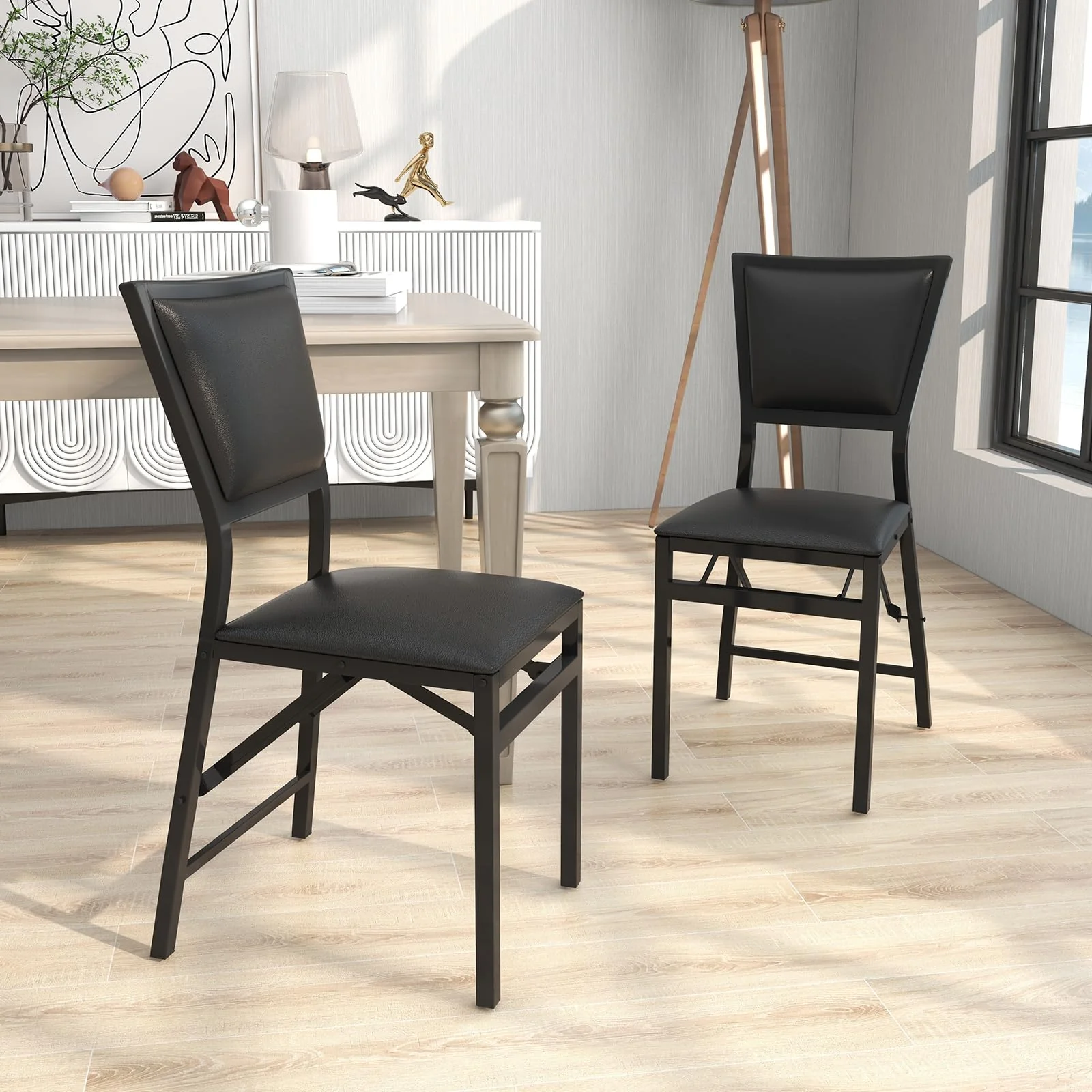 BEFOUNDLOVELY Folding Dining Chairs Set of 2/4 with Padded Seats, Sturdy Metal Frame