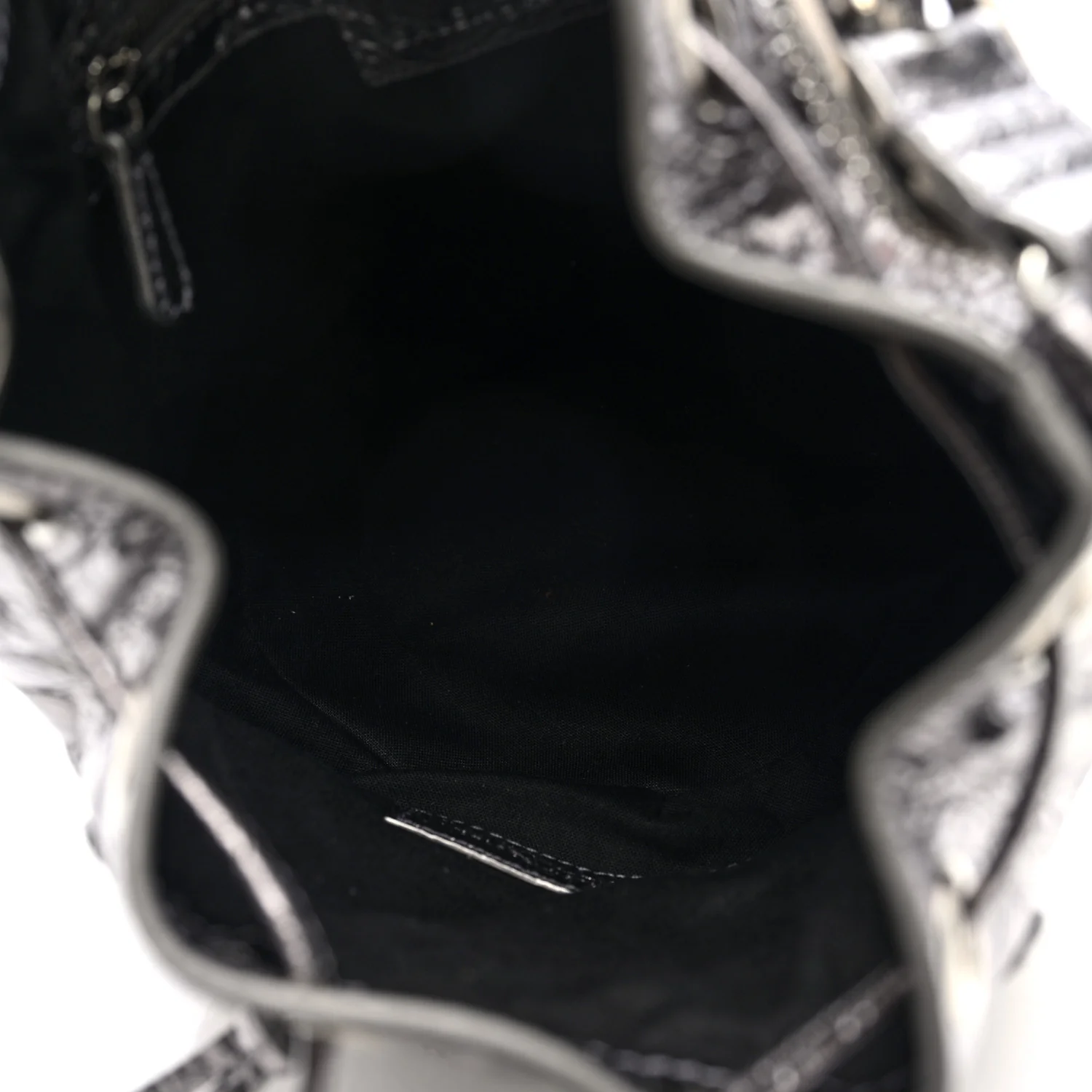 Metallic Agneau Arena Crystal Le Cagole Bucket Bag XS Silver - Top Club