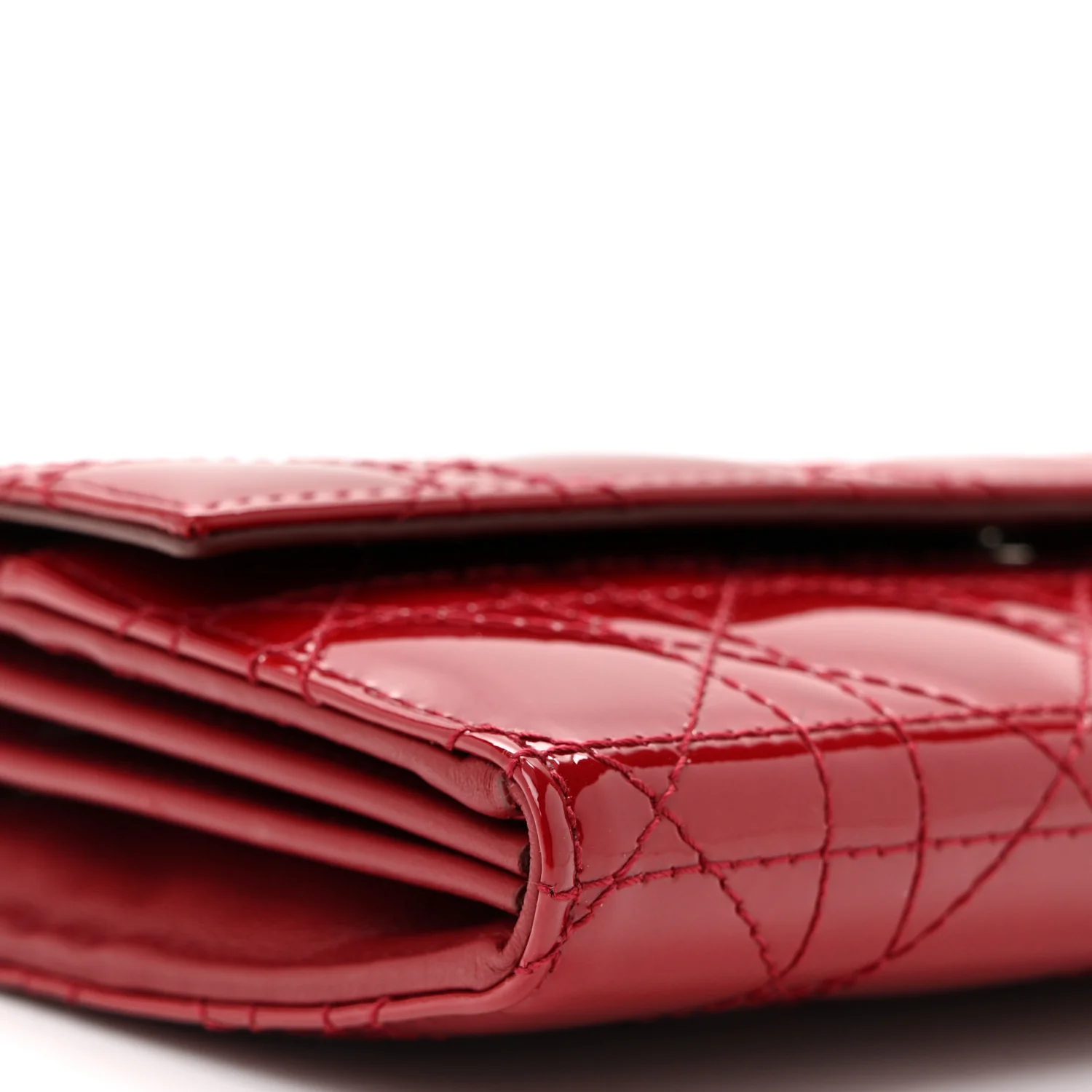 Patent Cannage Lady Dior Rendezvous Wallet On Chain Rouge Ceris - Top Club