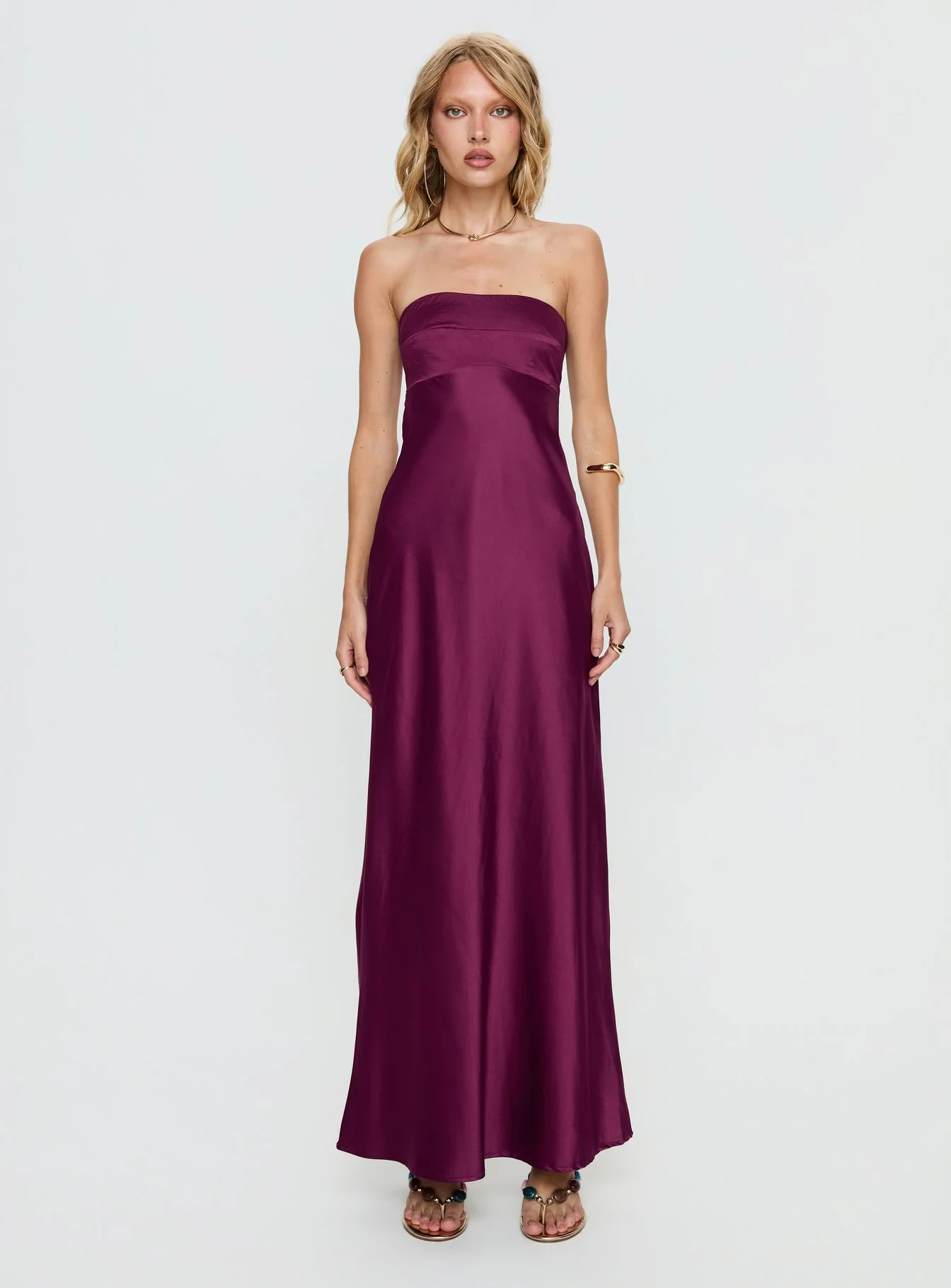 Rozelle Strapless Maxi Dress Currant